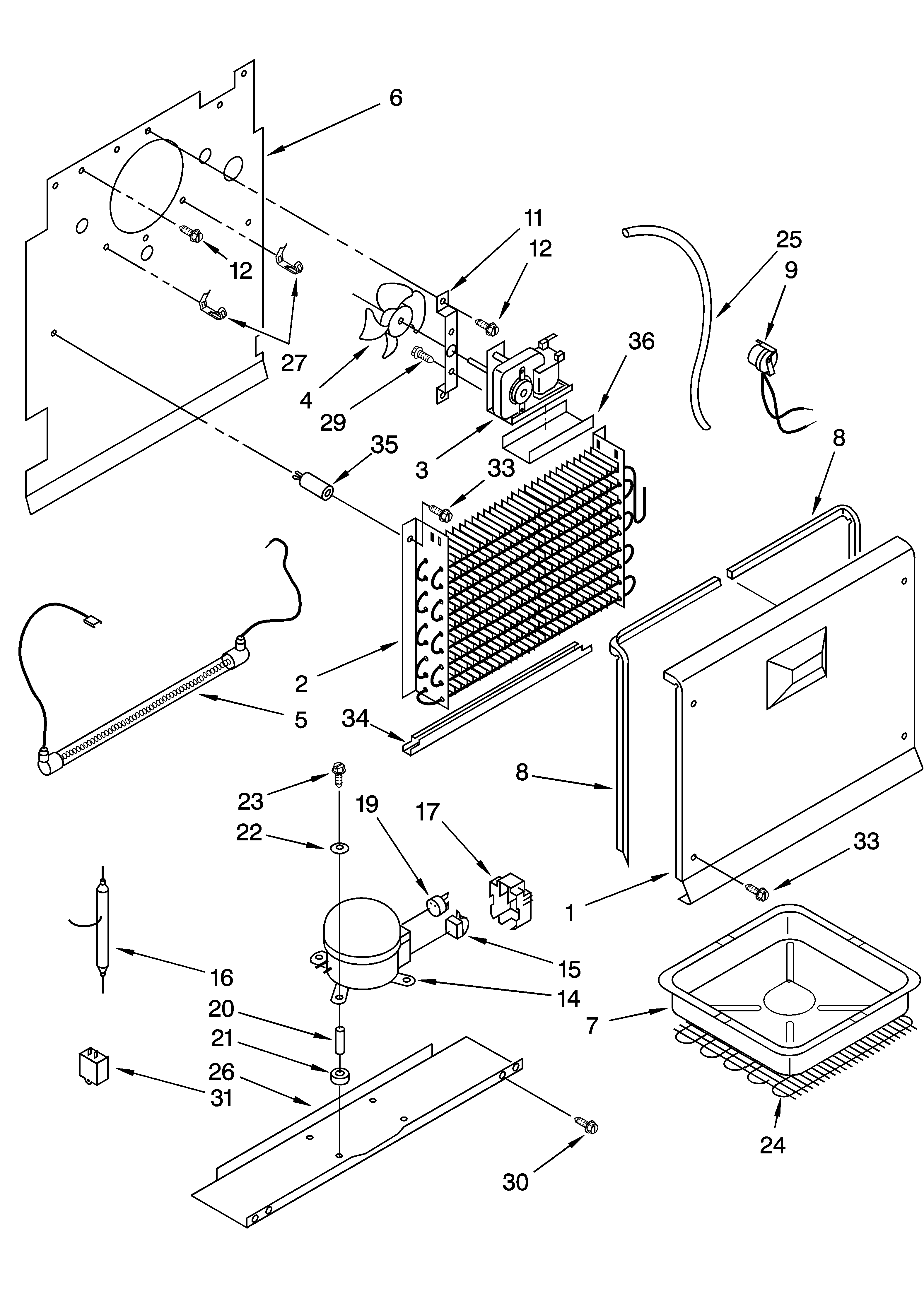 Whirlpool EV150NXMQ00 unit parts, parts not illustrated diagram