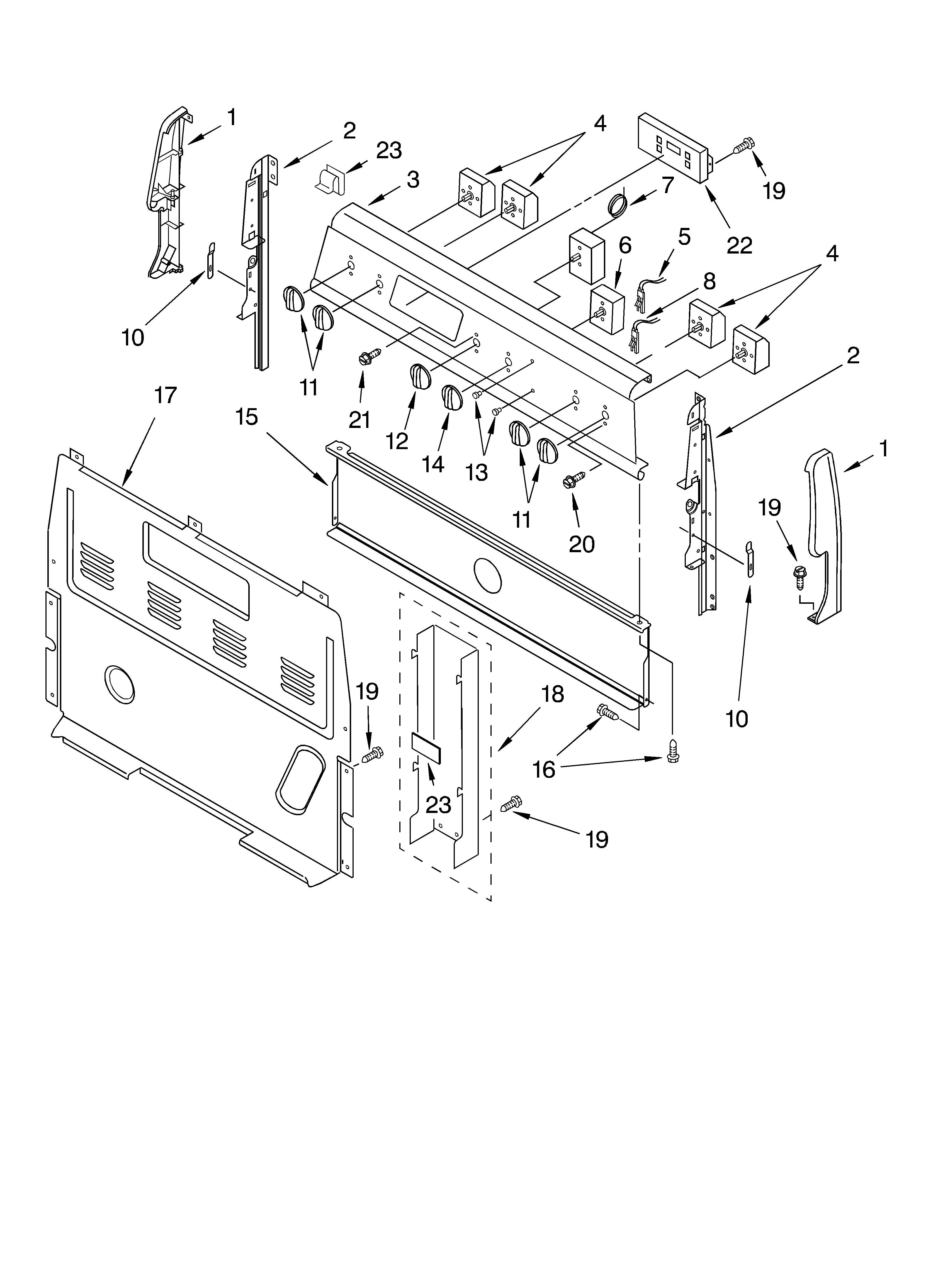 Roper FEP330KW1 control panel parts diagram