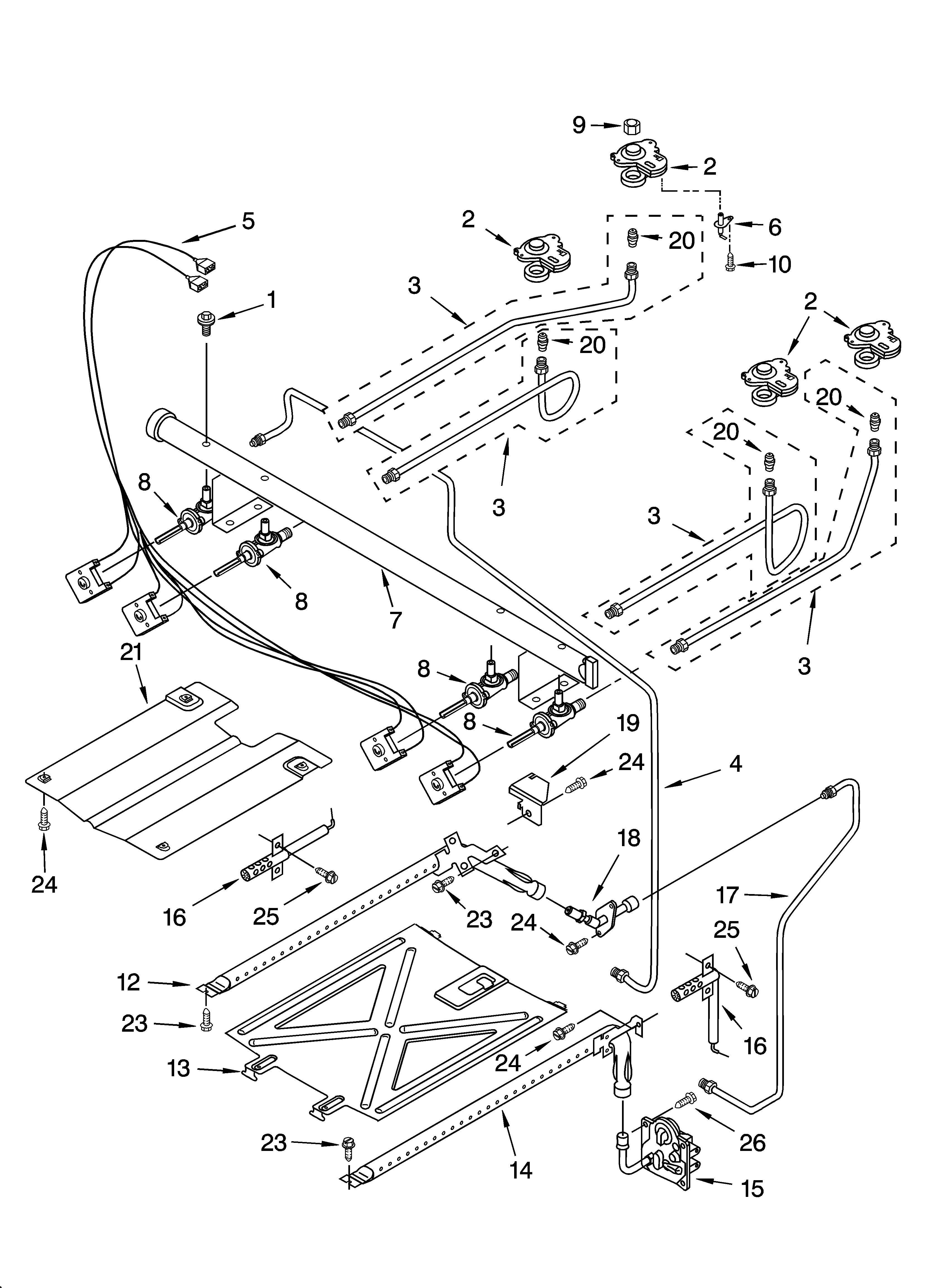 Roper FGS337KW2 manifold parts diagram