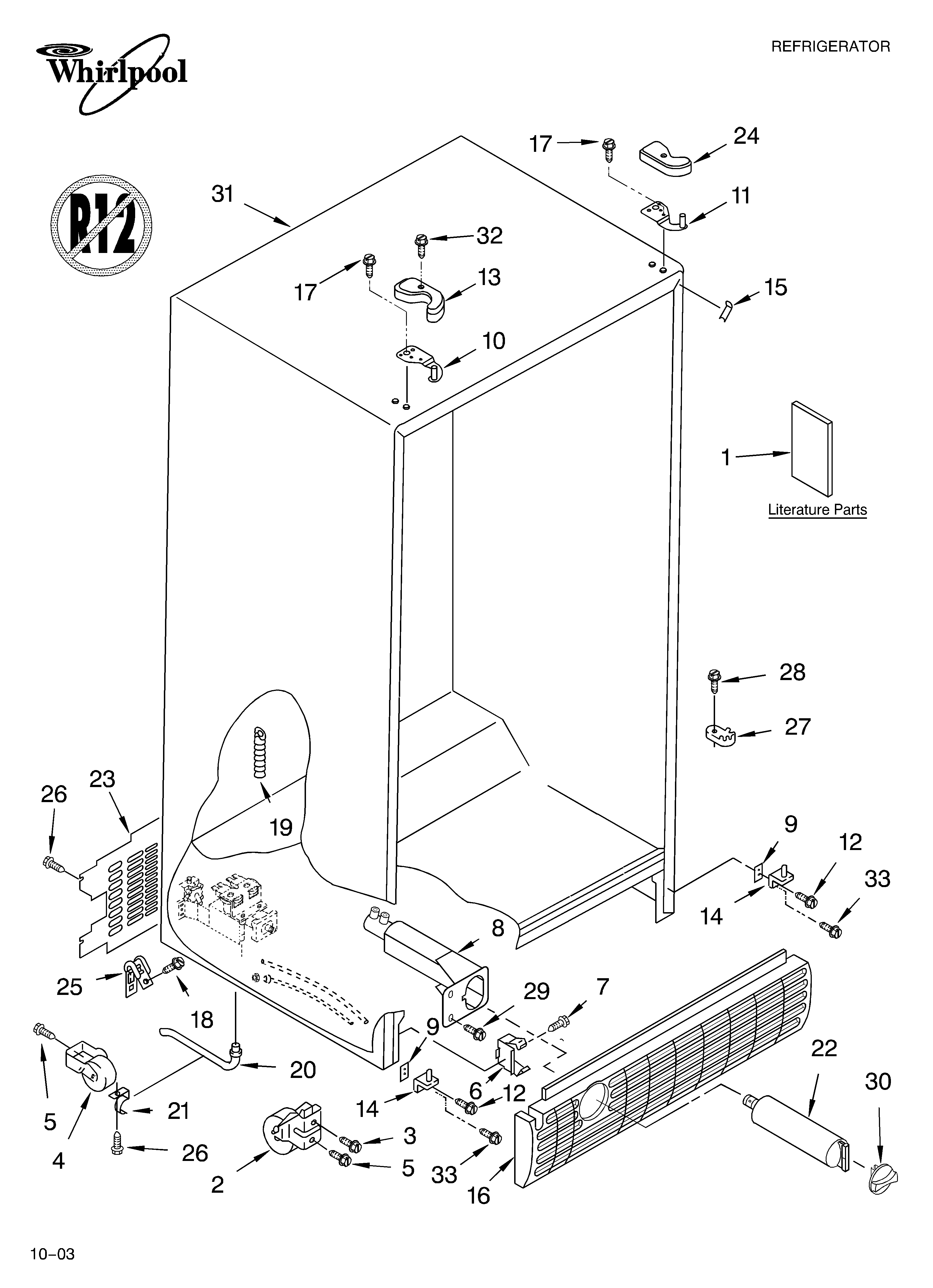 Whirlpool GD2NHAXMB00 cabinet parts diagram