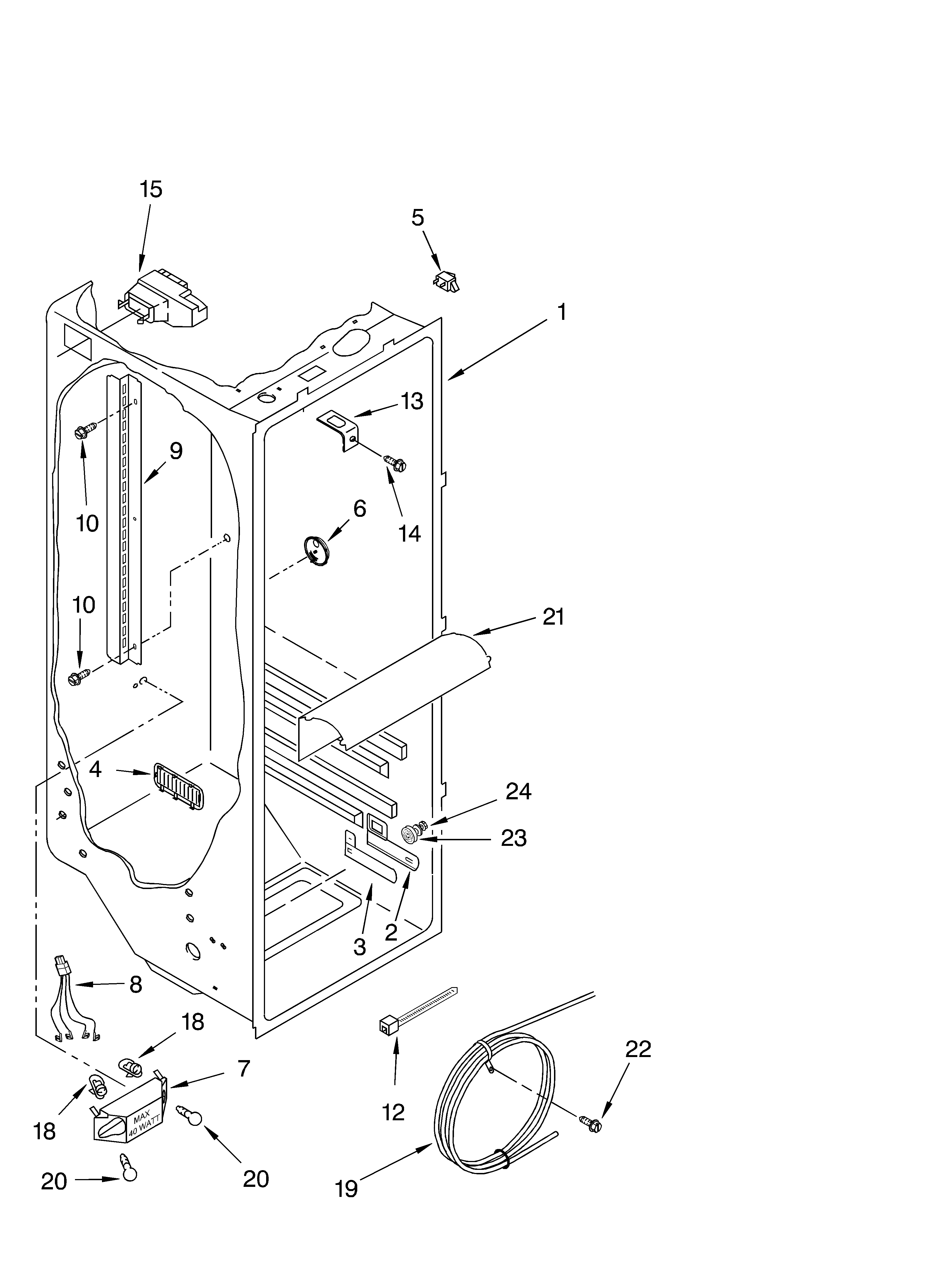 Whirlpool GD2NHAXMB00 refrigerator liner parts diagram