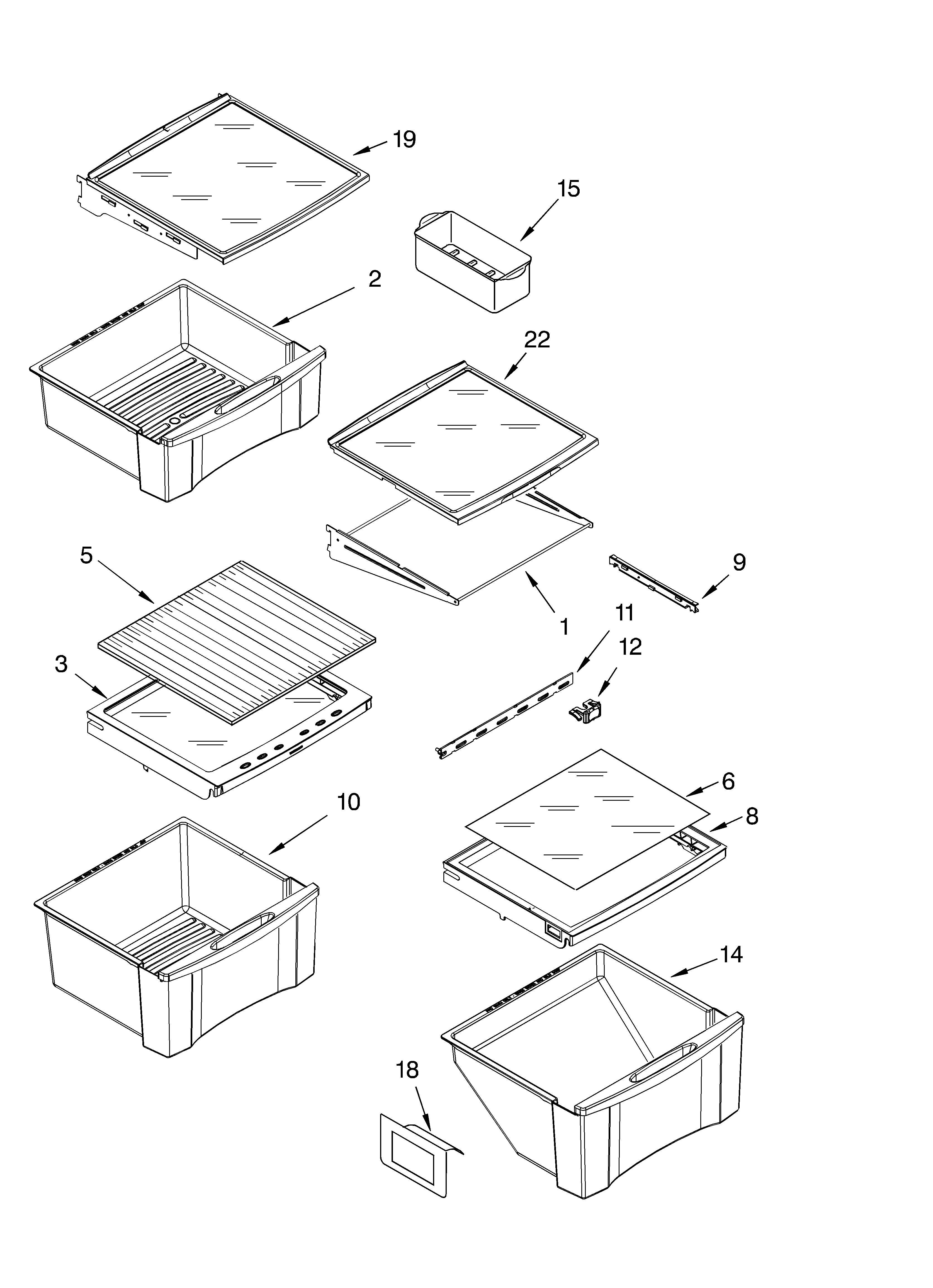 Whirlpool GD2NHAXMB00 refrigerator shelf parts diagram