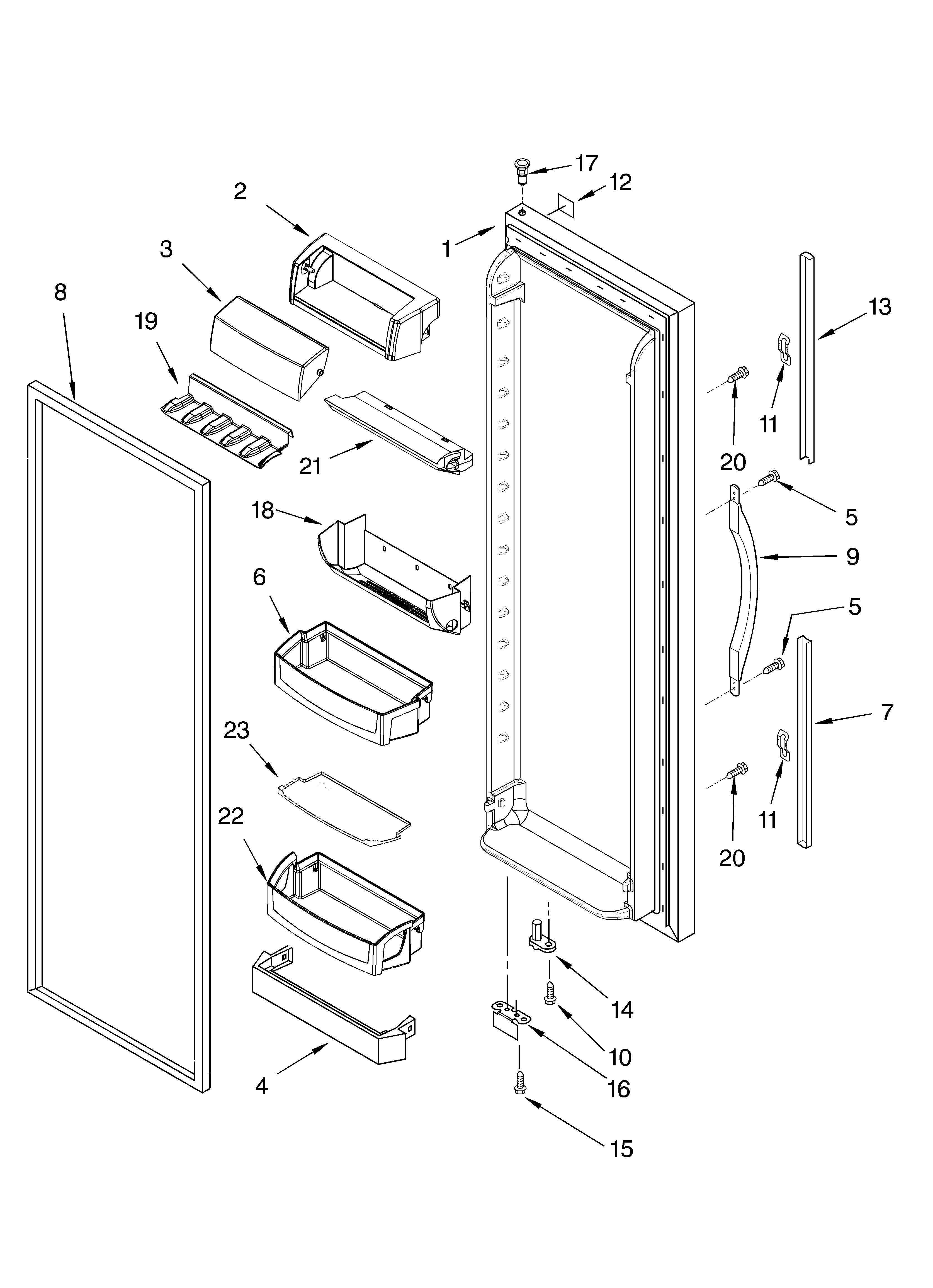 Whirlpool GD2NHAXMB00 refrigerator door parts diagram