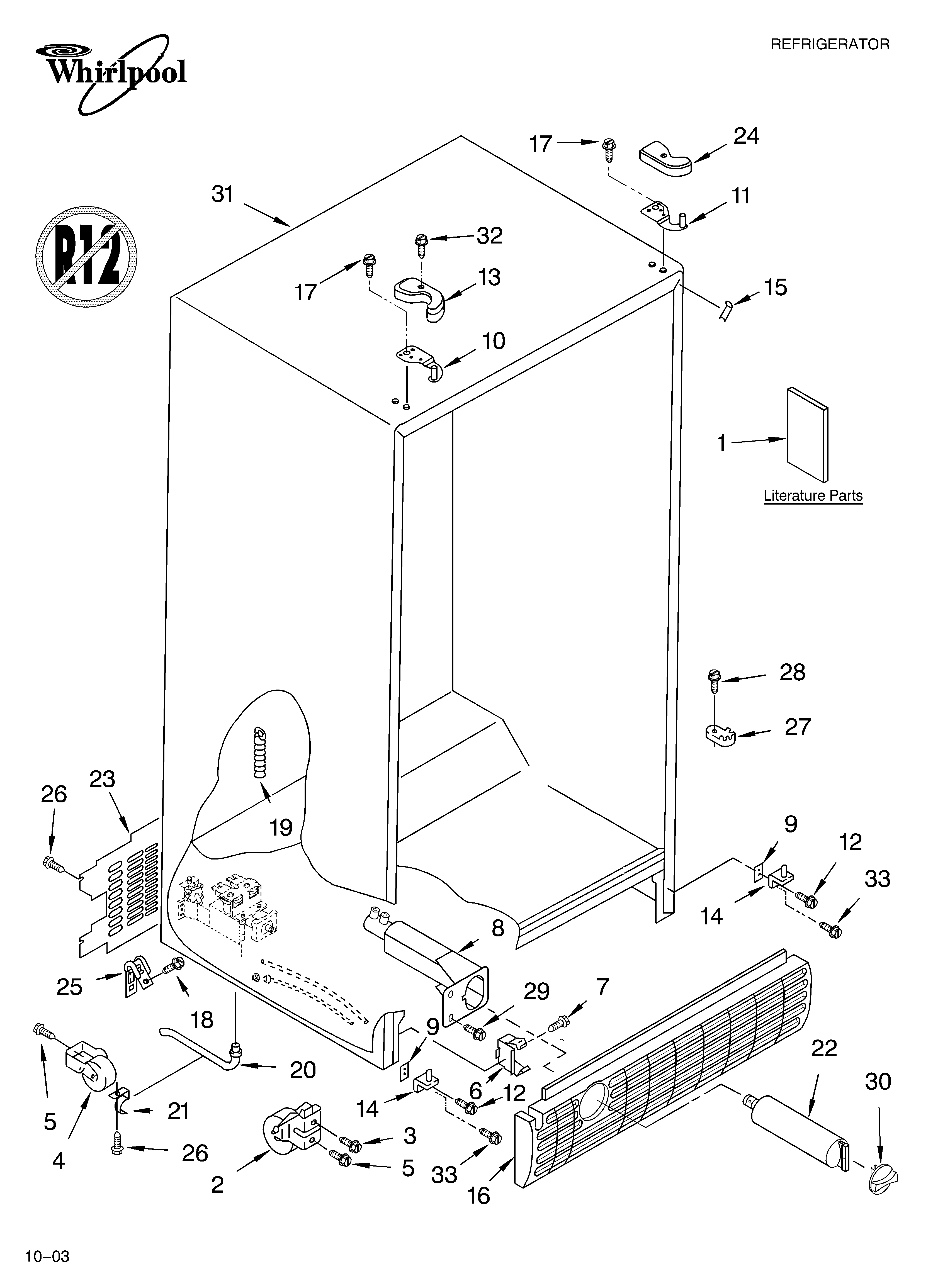 Whirlpool GD2SHAXMB00 cabinet parts diagram