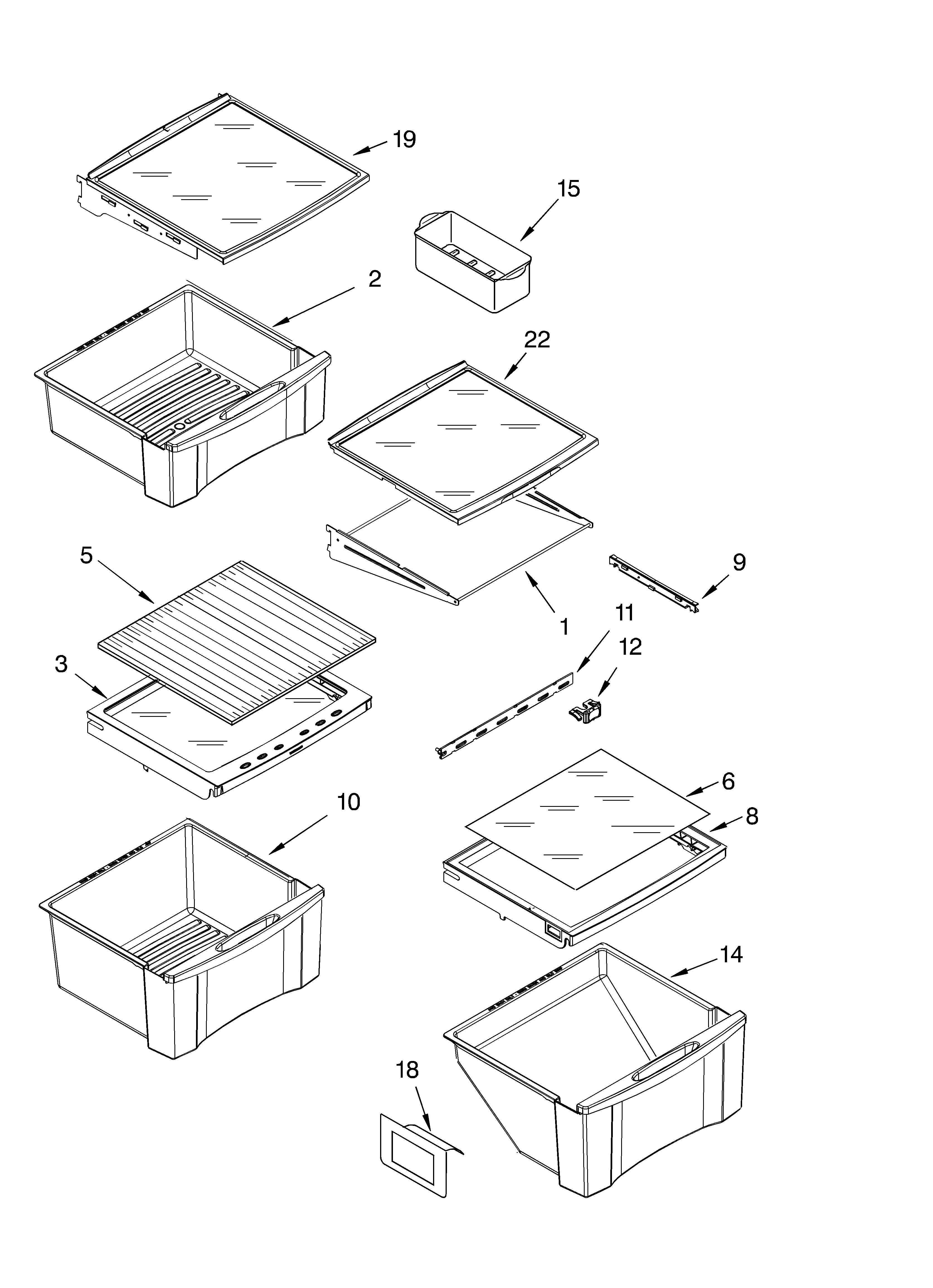 Whirlpool GD2SHAXMB00 refrigerator shelf parts diagram