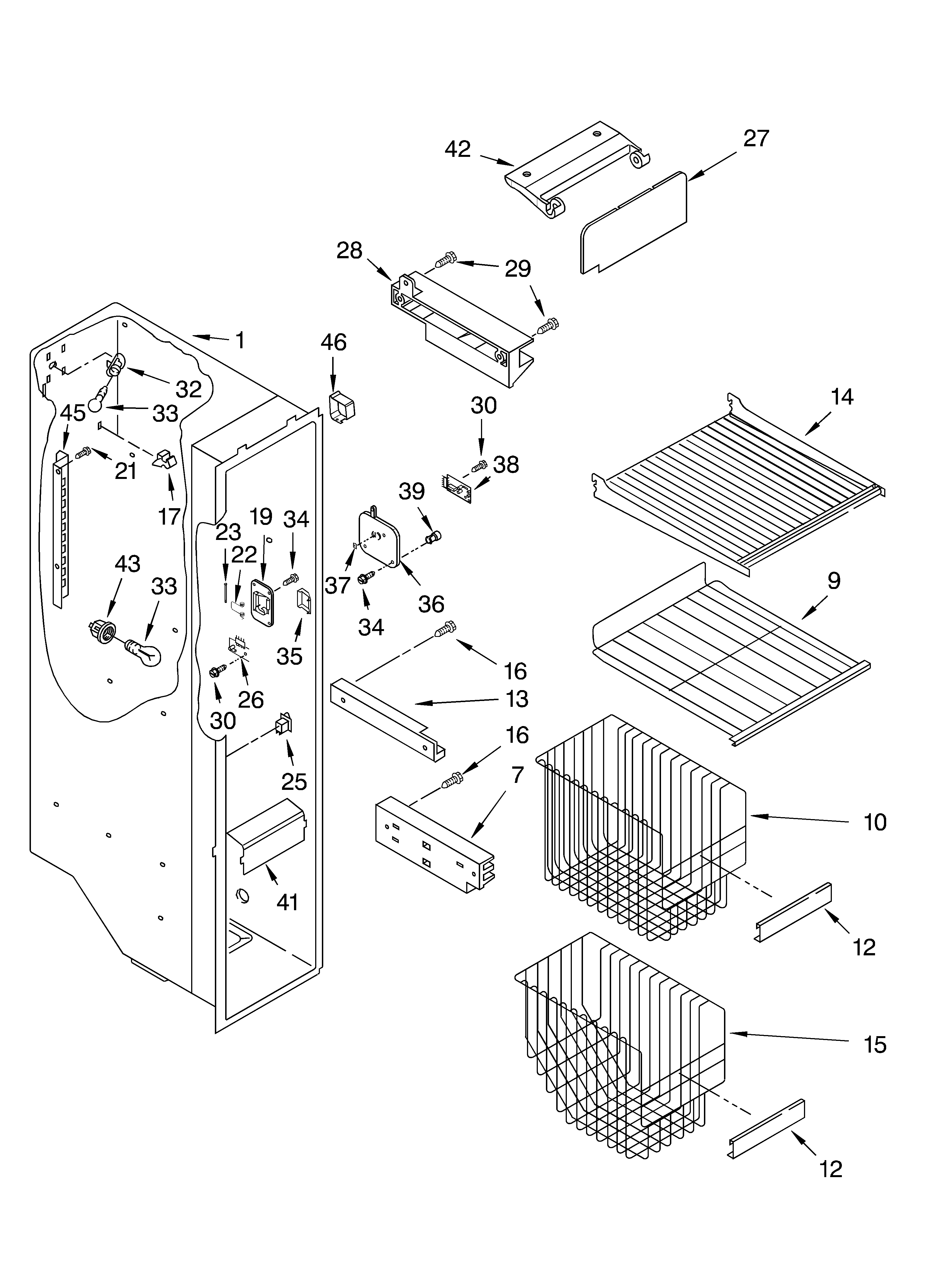 Whirlpool GD2SHAXMB00 freezer liner parts diagram