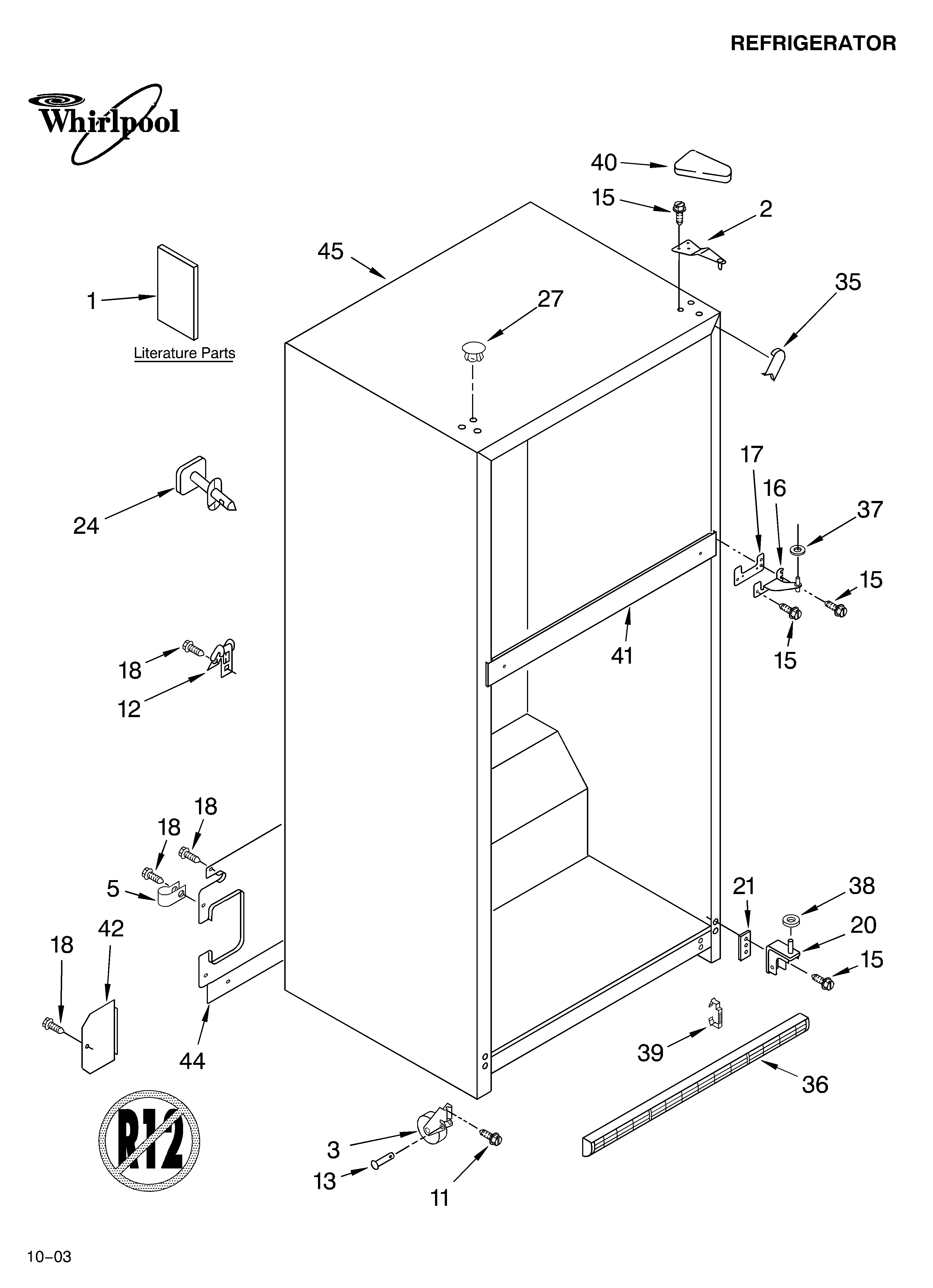 Whirlpool GR2SHKXMQ00 cabinet parts diagram