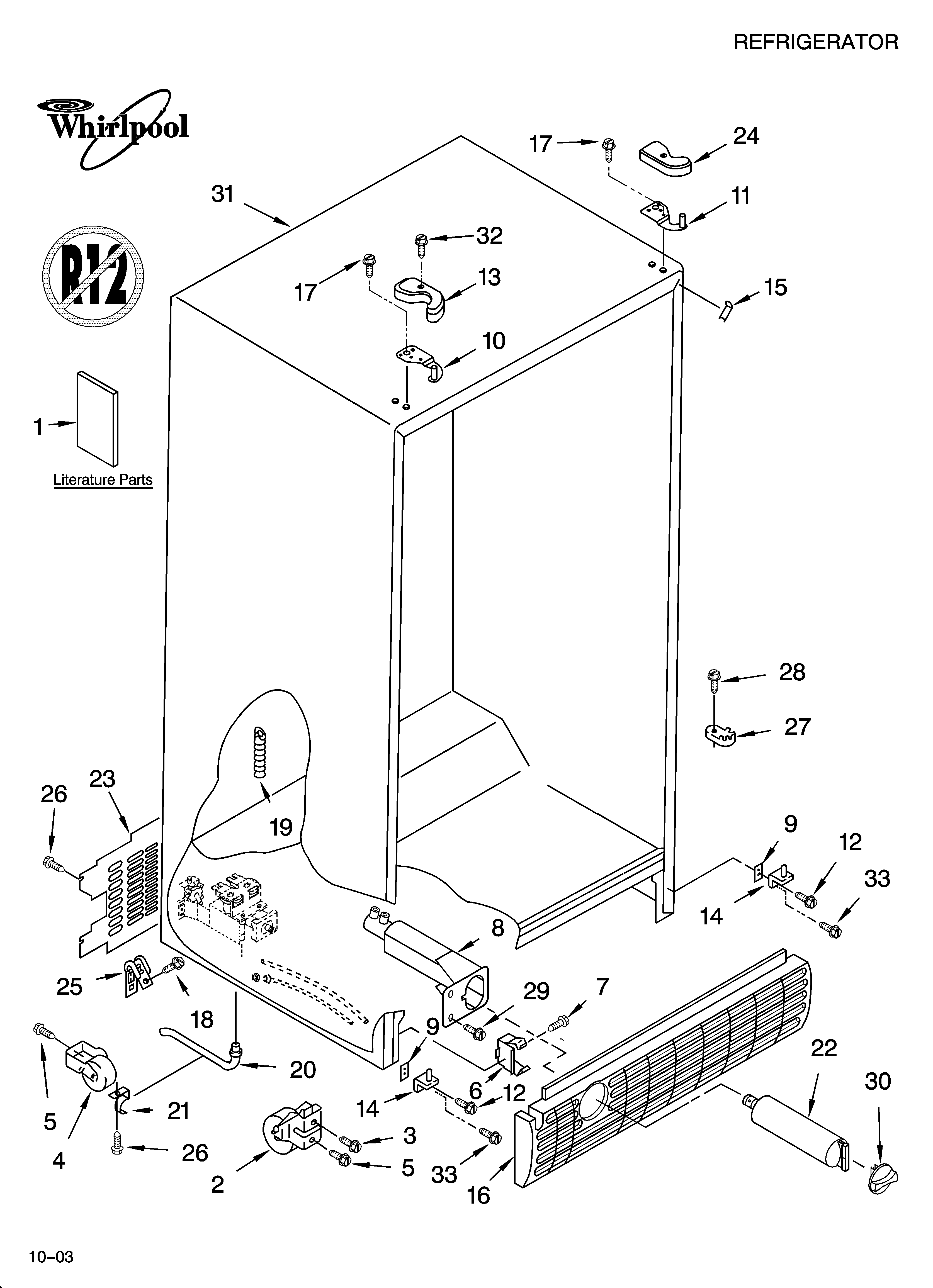 Whirlpool GS2SHAXMT00 cabinet parts diagram