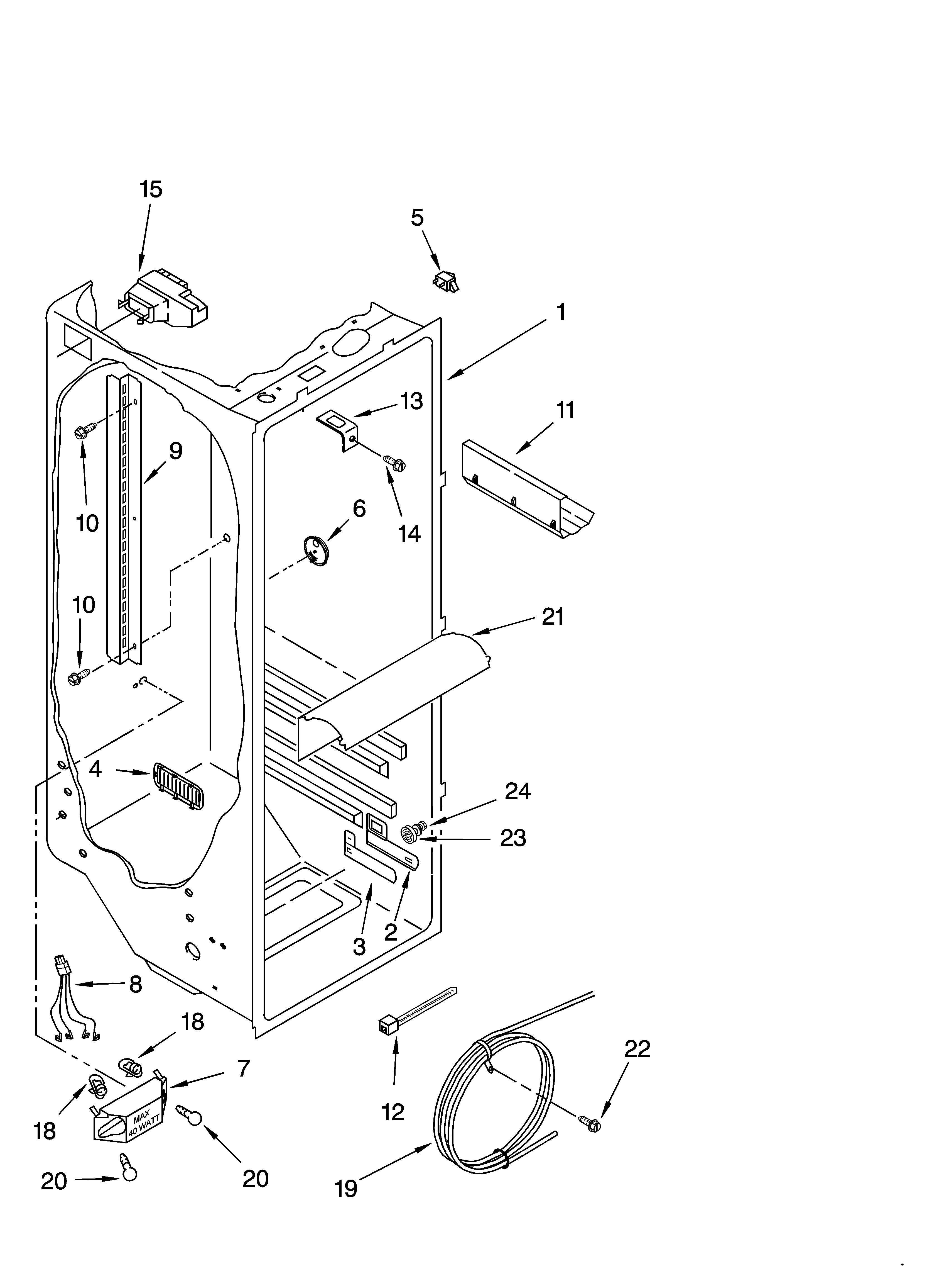 Whirlpool GS2SHAXMT00 refrigerator liner parts diagram