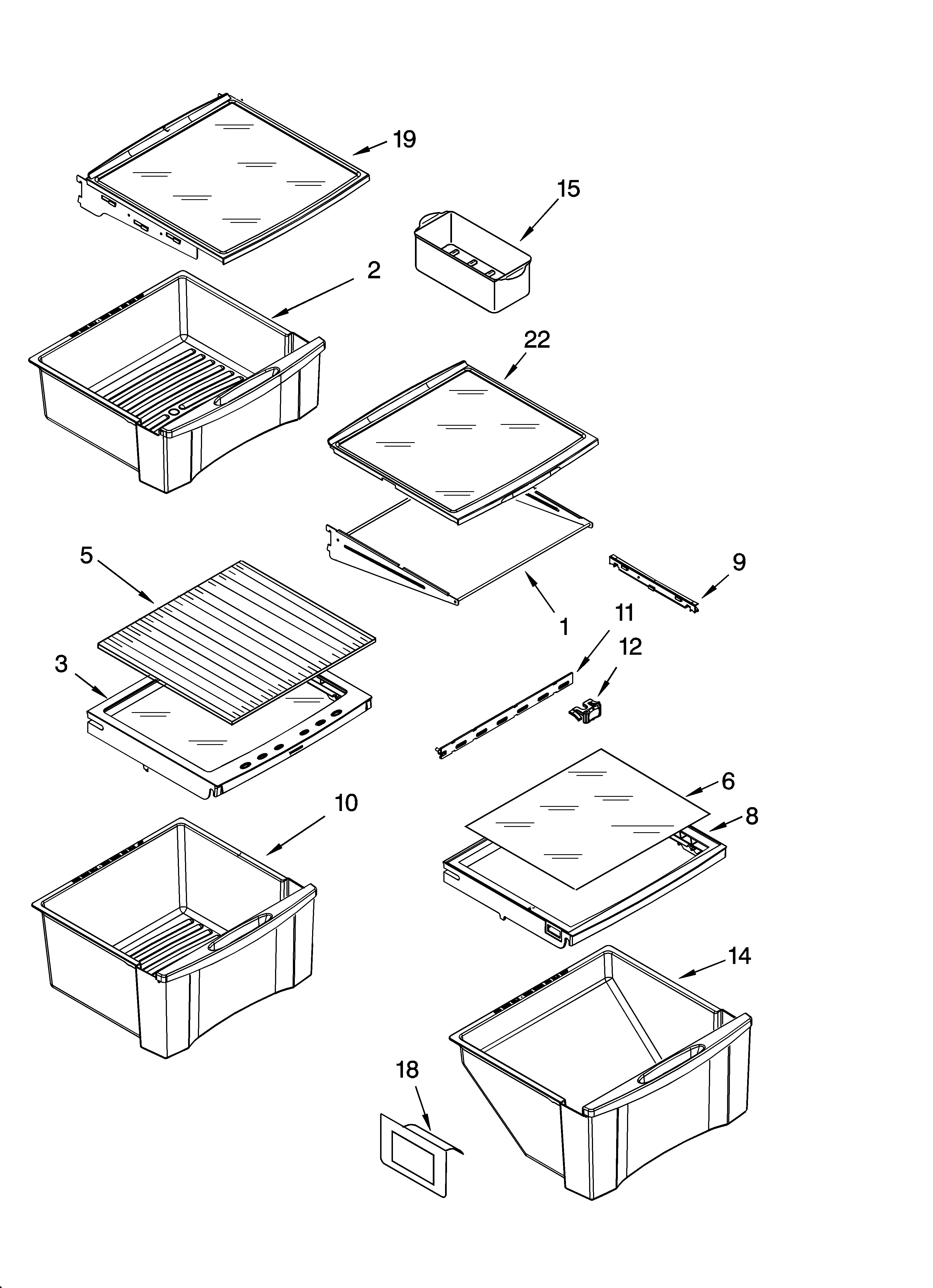 Whirlpool GS2SHAXMT00 refrigerator shelf parts diagram