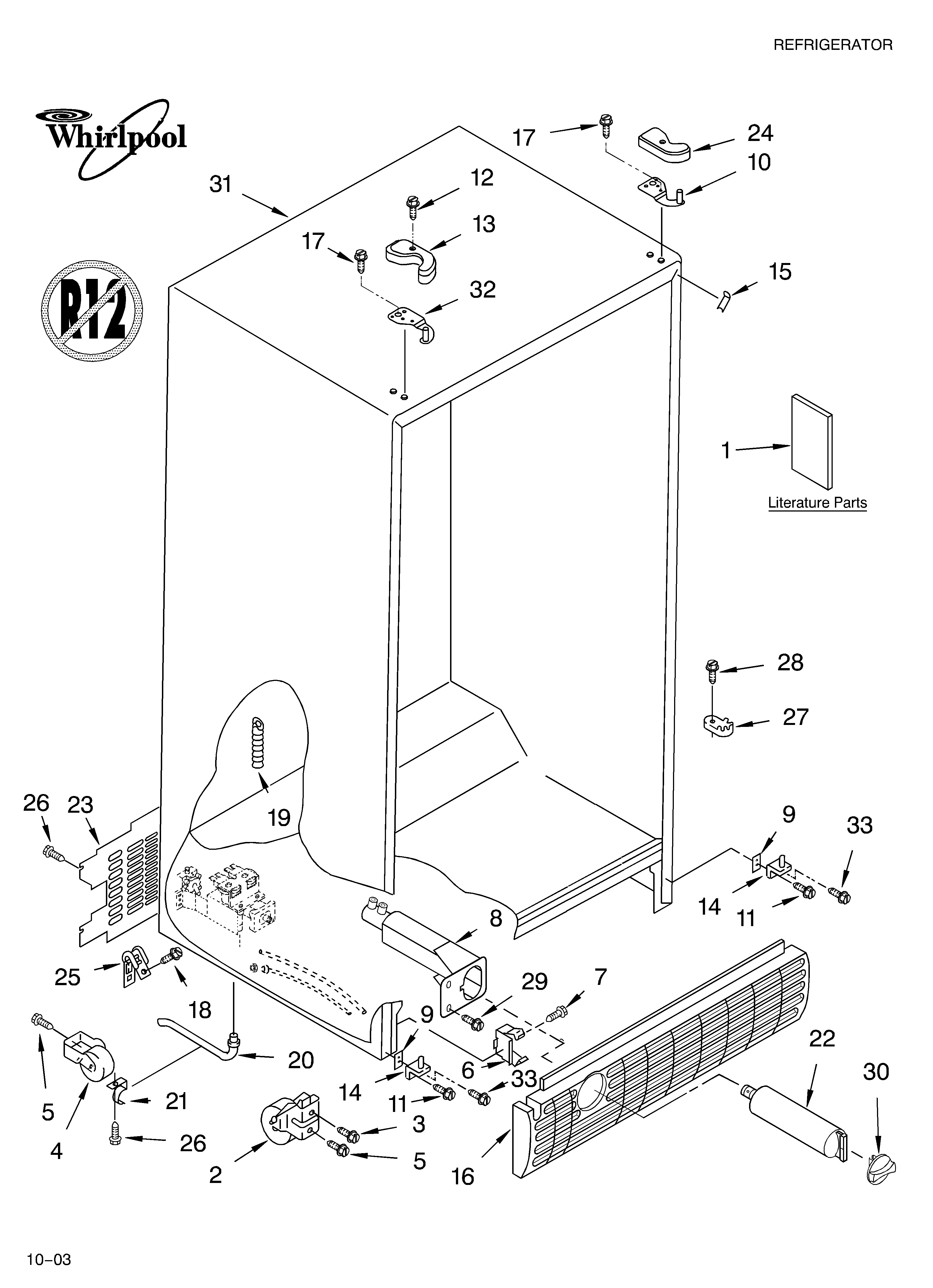 Whirlpool GS2SHEXMS00 cabinet parts diagram