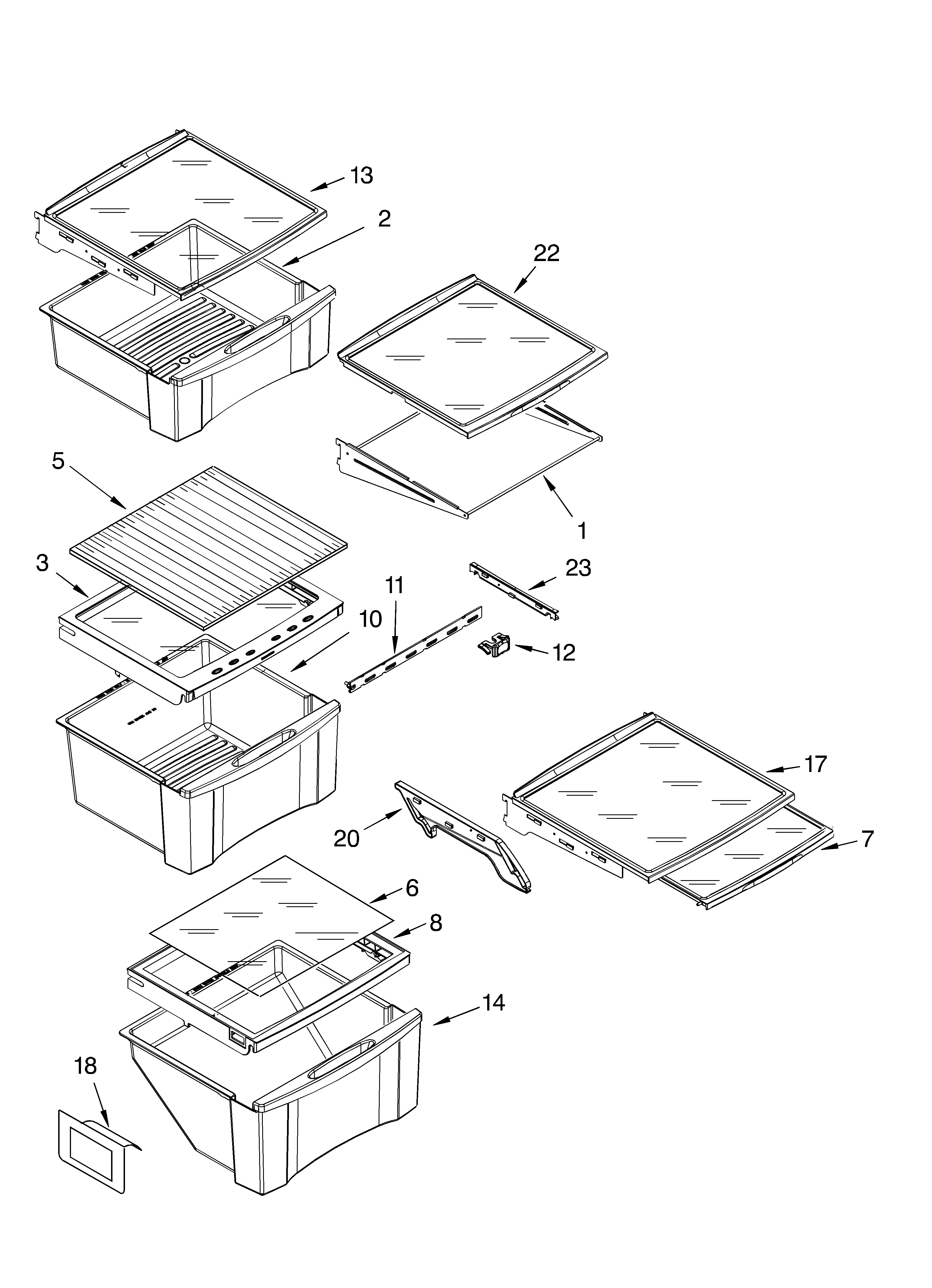 Whirlpool GS2SHEXMS00 refrigerator shelf parts diagram
