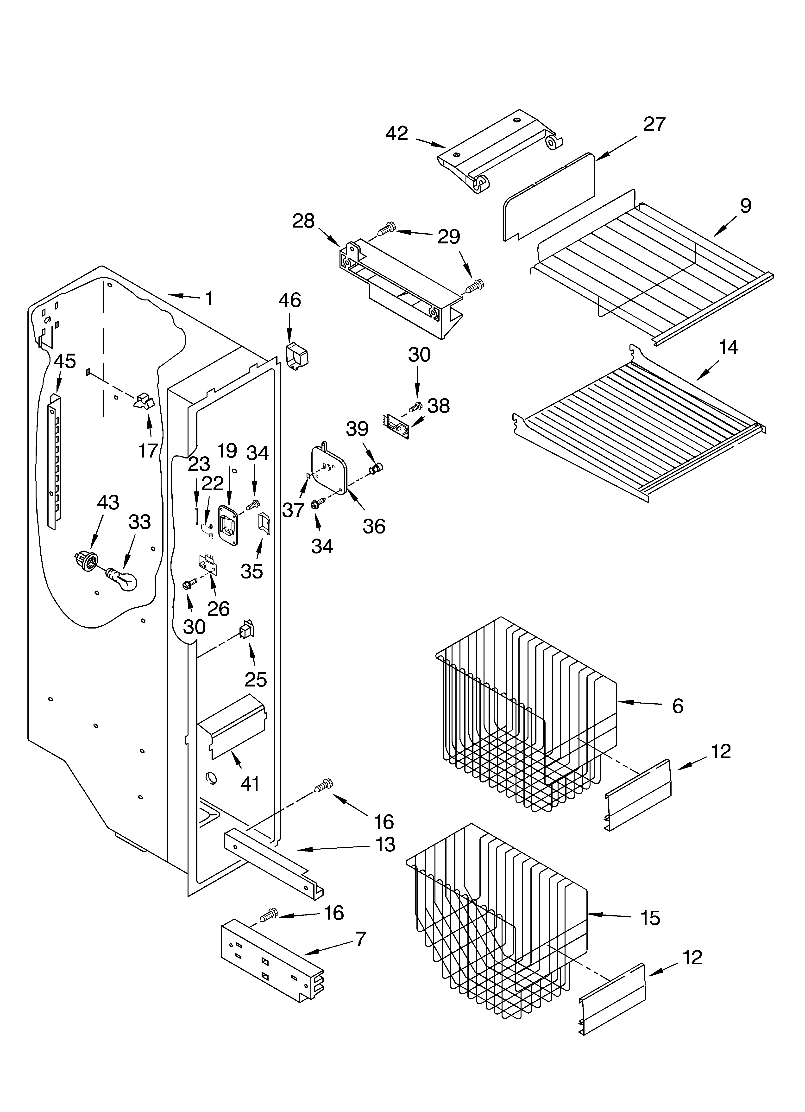 Whirlpool GS2SHEXMS00 freezer liner parts diagram