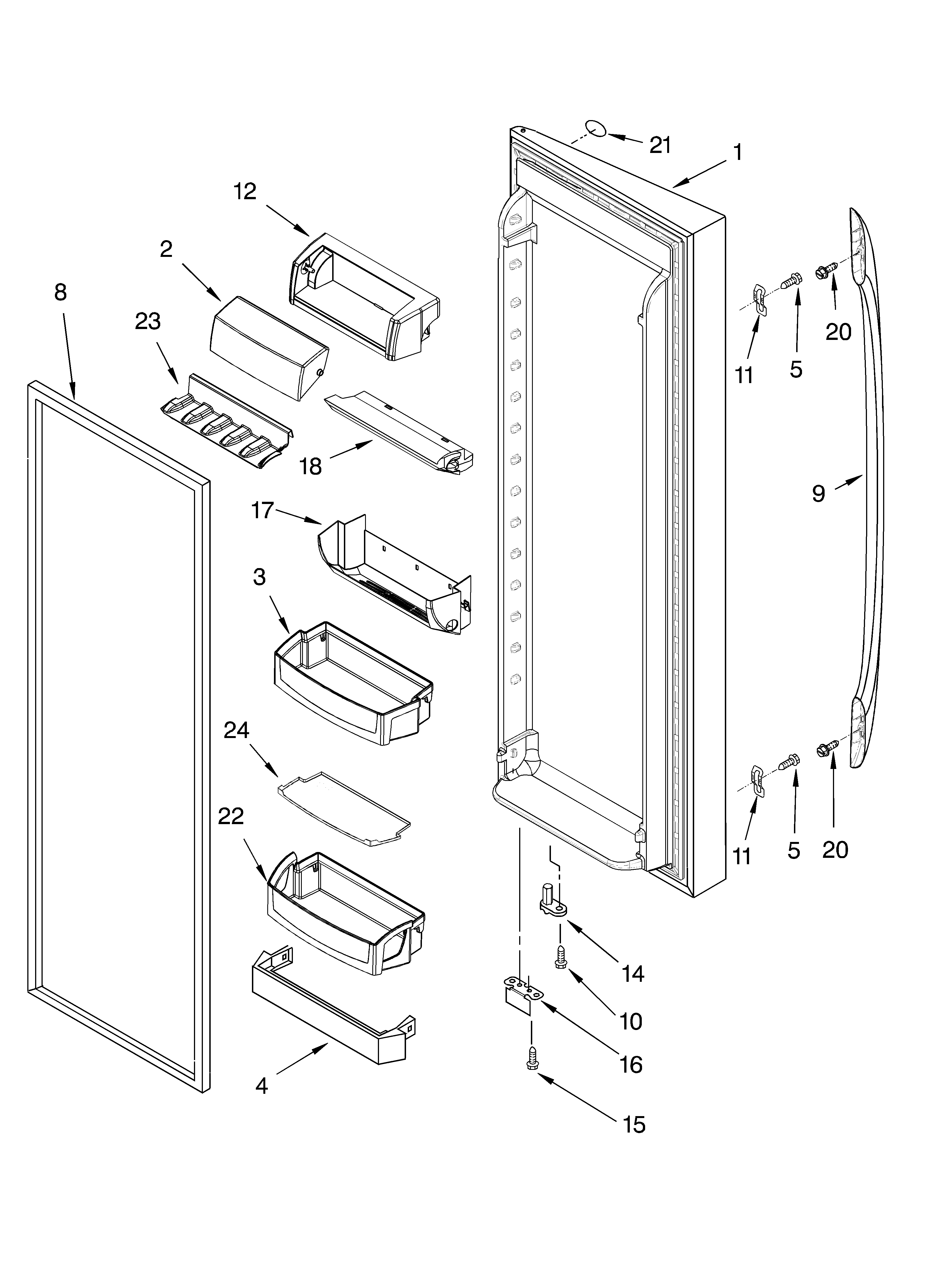 Whirlpool GS2SHEXMS00 refrigerator door parts diagram