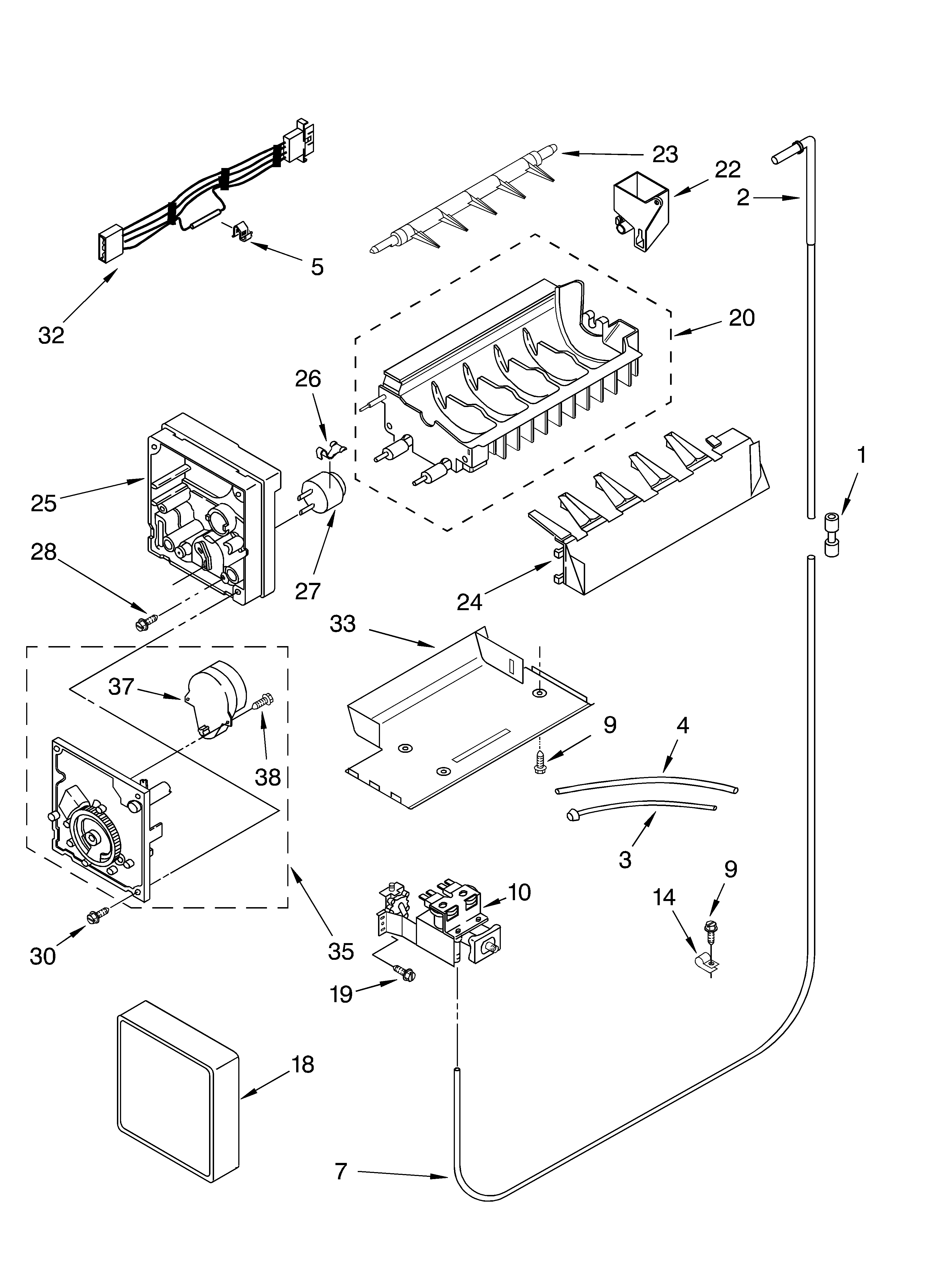 Whirlpool GS2SHEXMS00 icemaker parts diagram