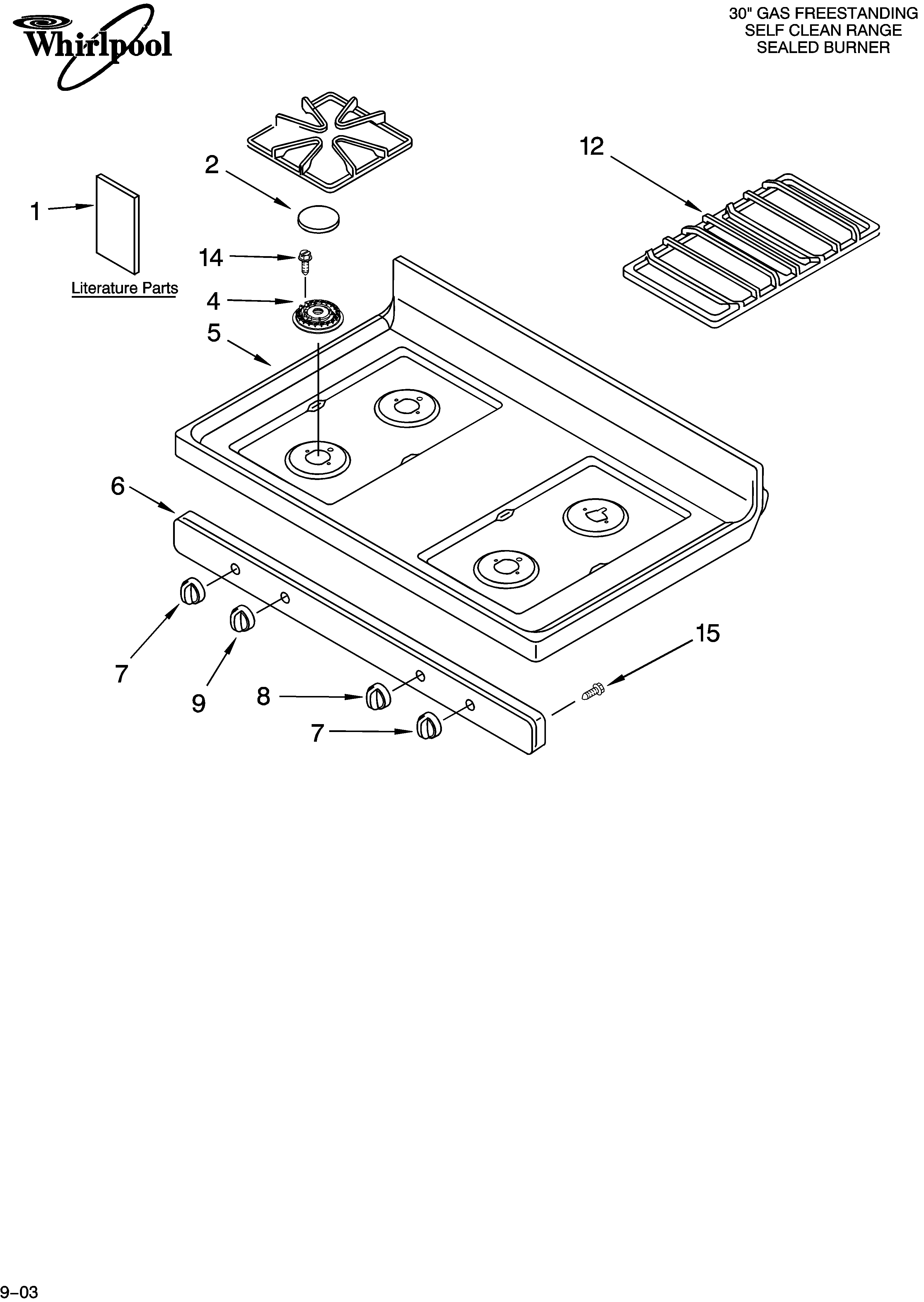 Whirlpool GS440LEMQ0 cooktop parts diagram