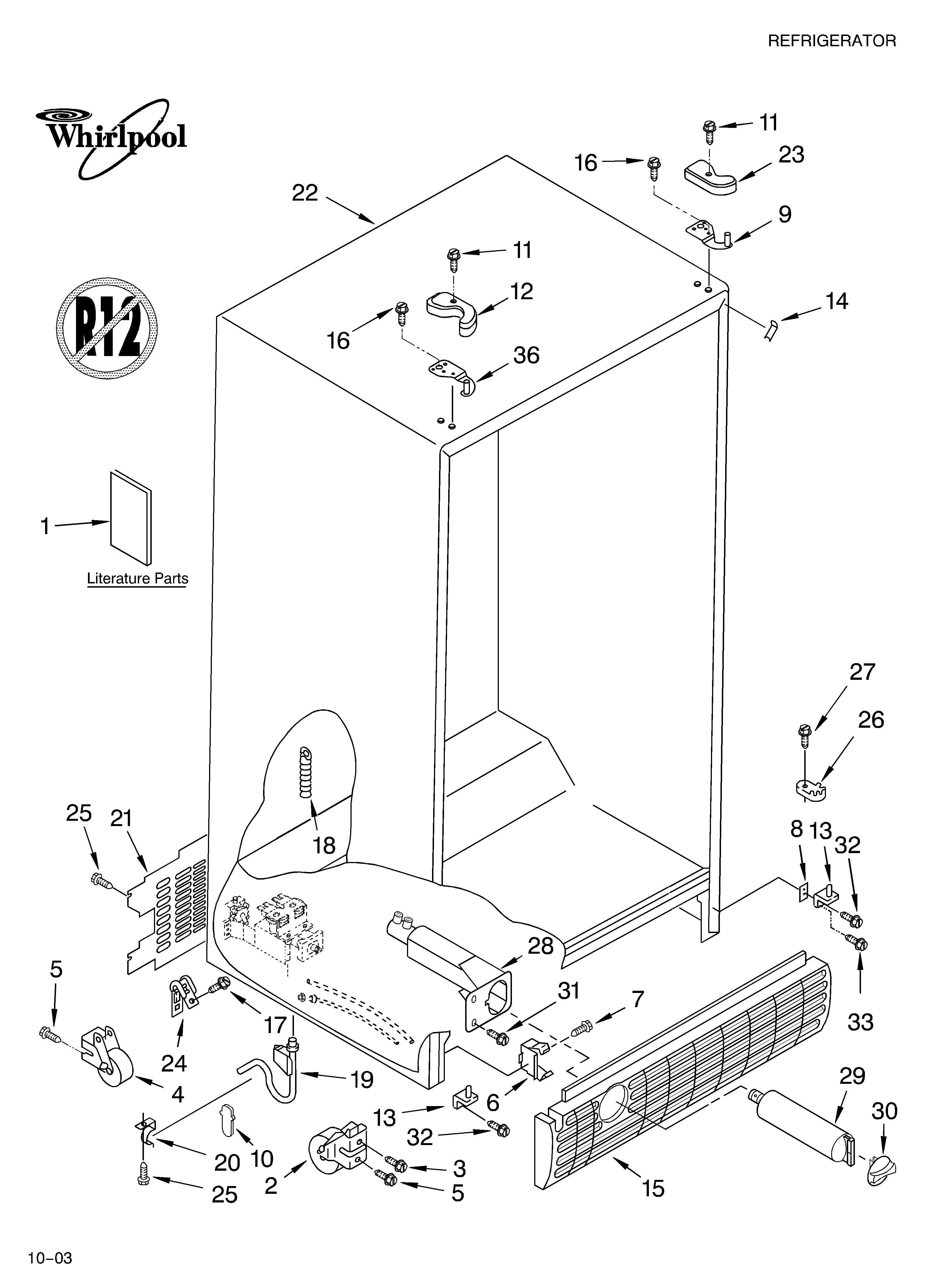Whirlpool GS6SHEXMS00 cabinet parts diagram