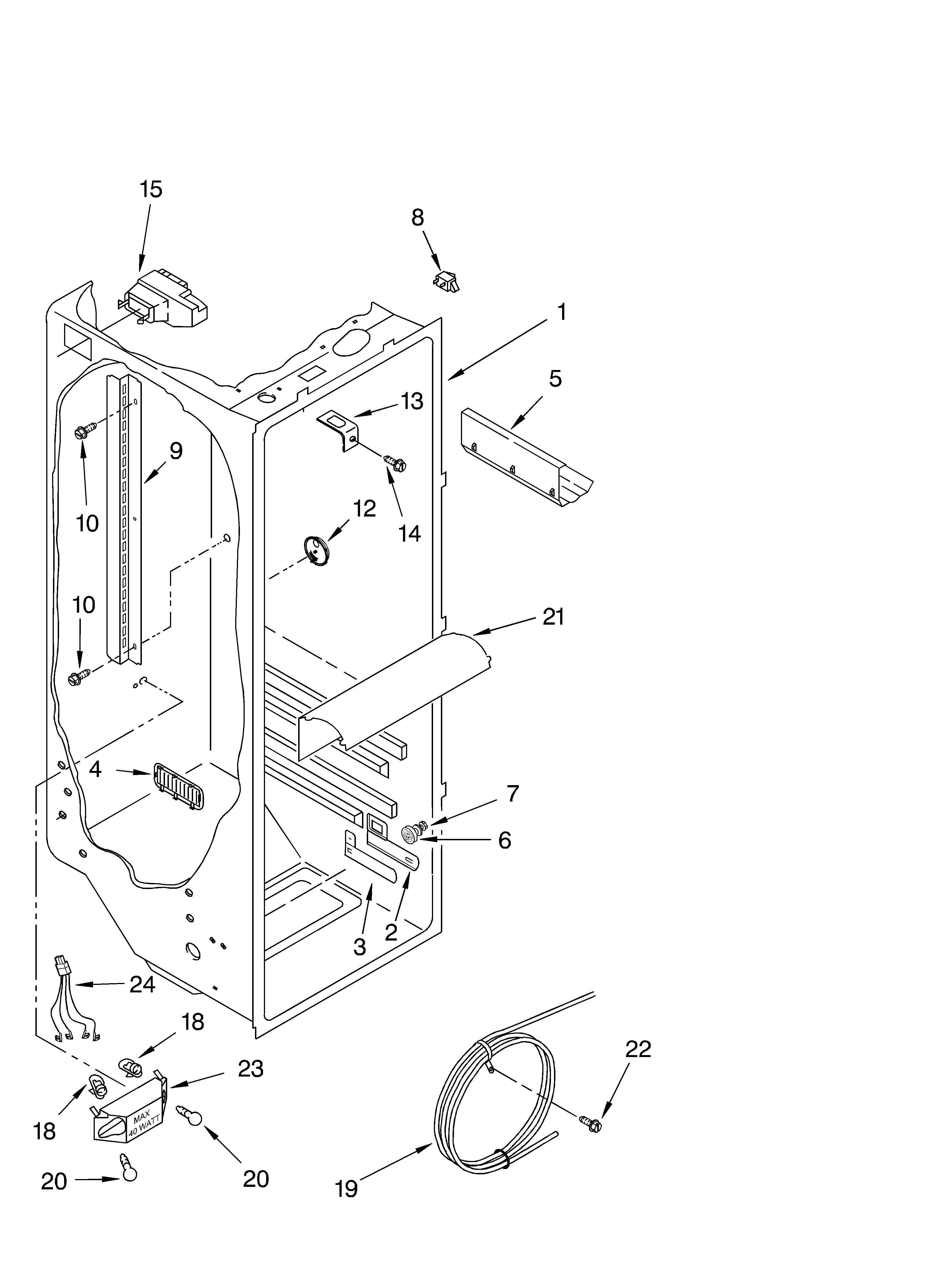 Whirlpool GS6SHEXMS00 refrigerator liner parts diagram