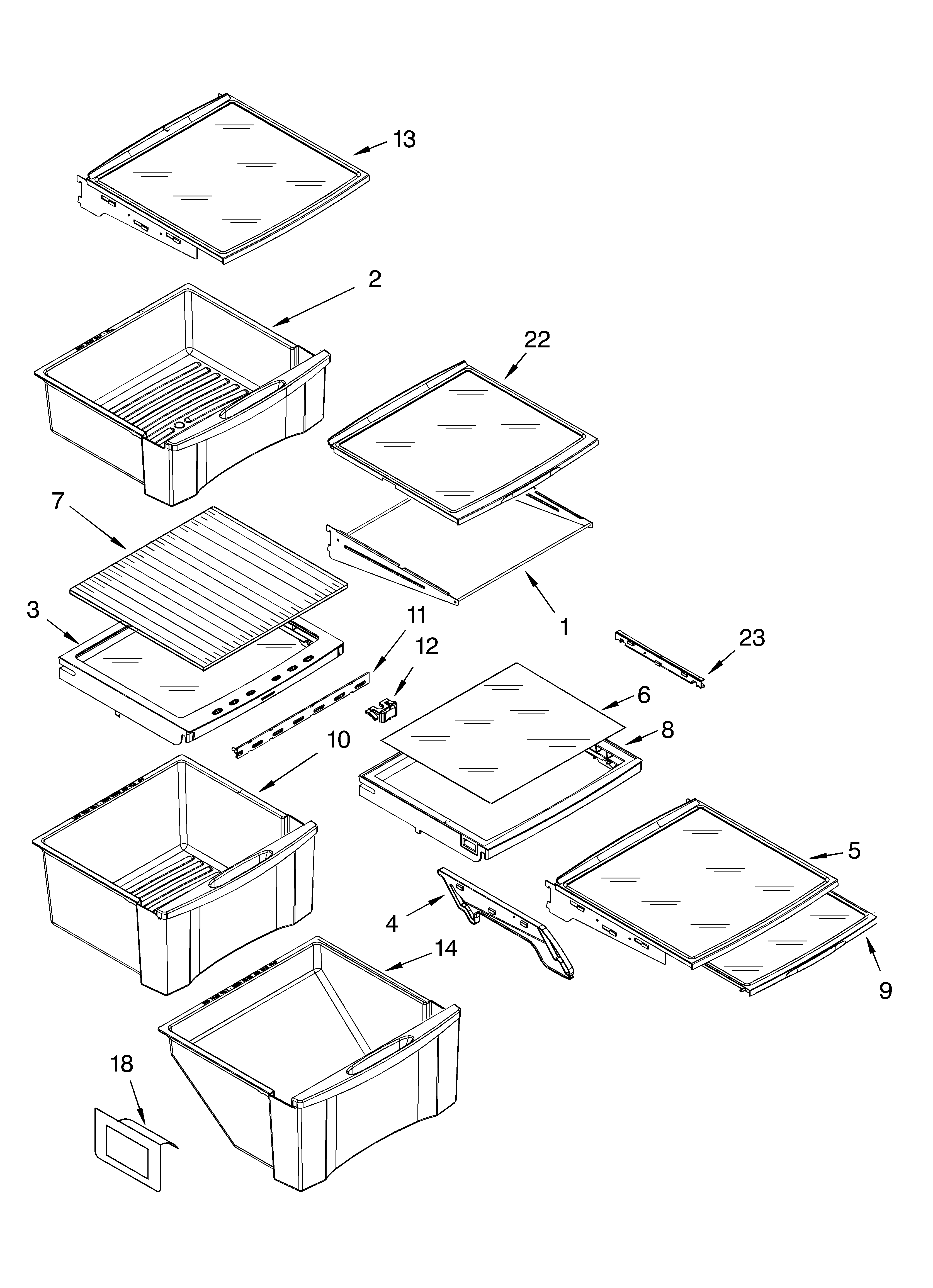 Whirlpool GS6SHEXMS00 refrigerator shelf parts diagram