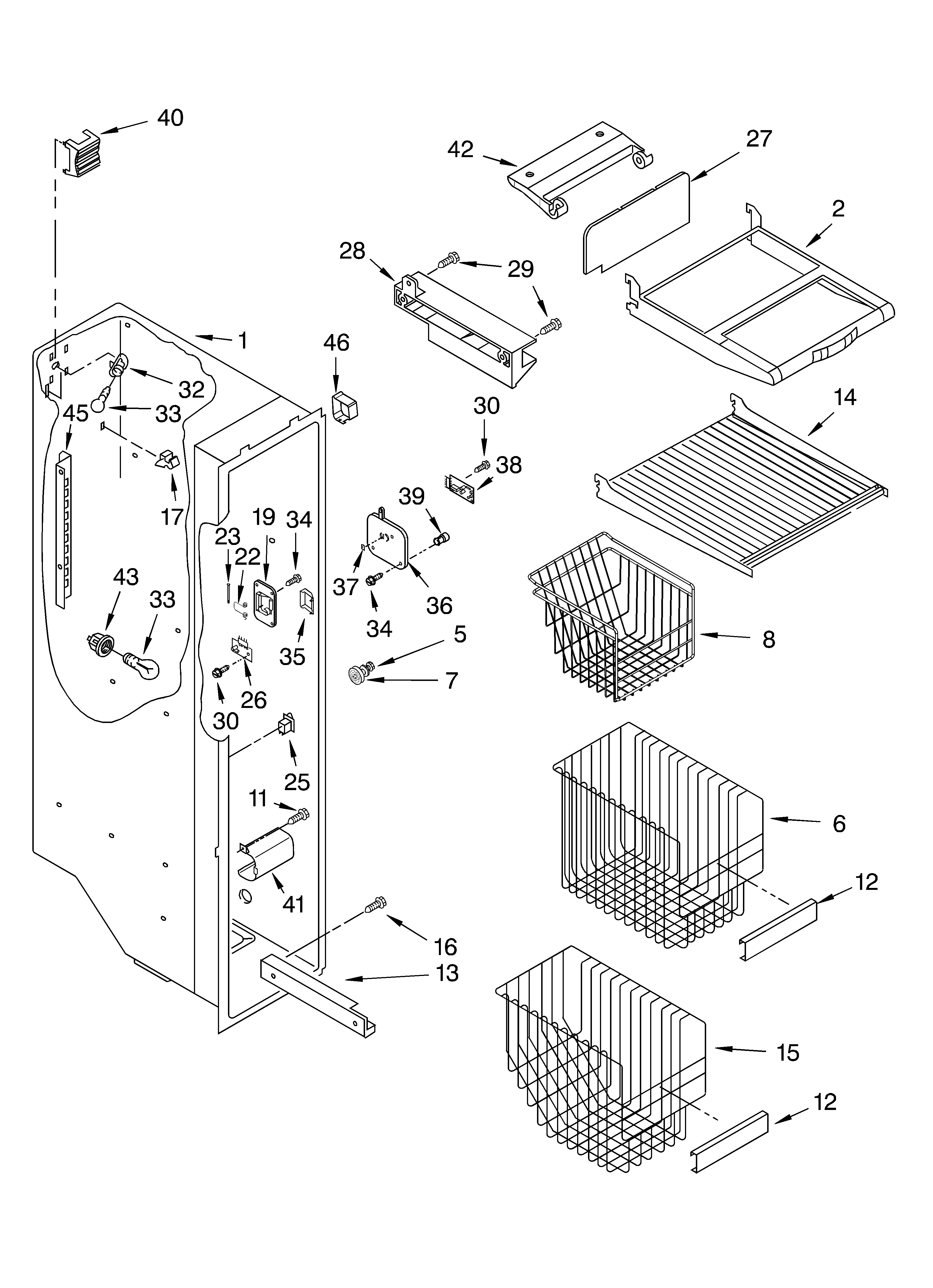 Whirlpool GS6SHEXMS00 freezer liner parts diagram