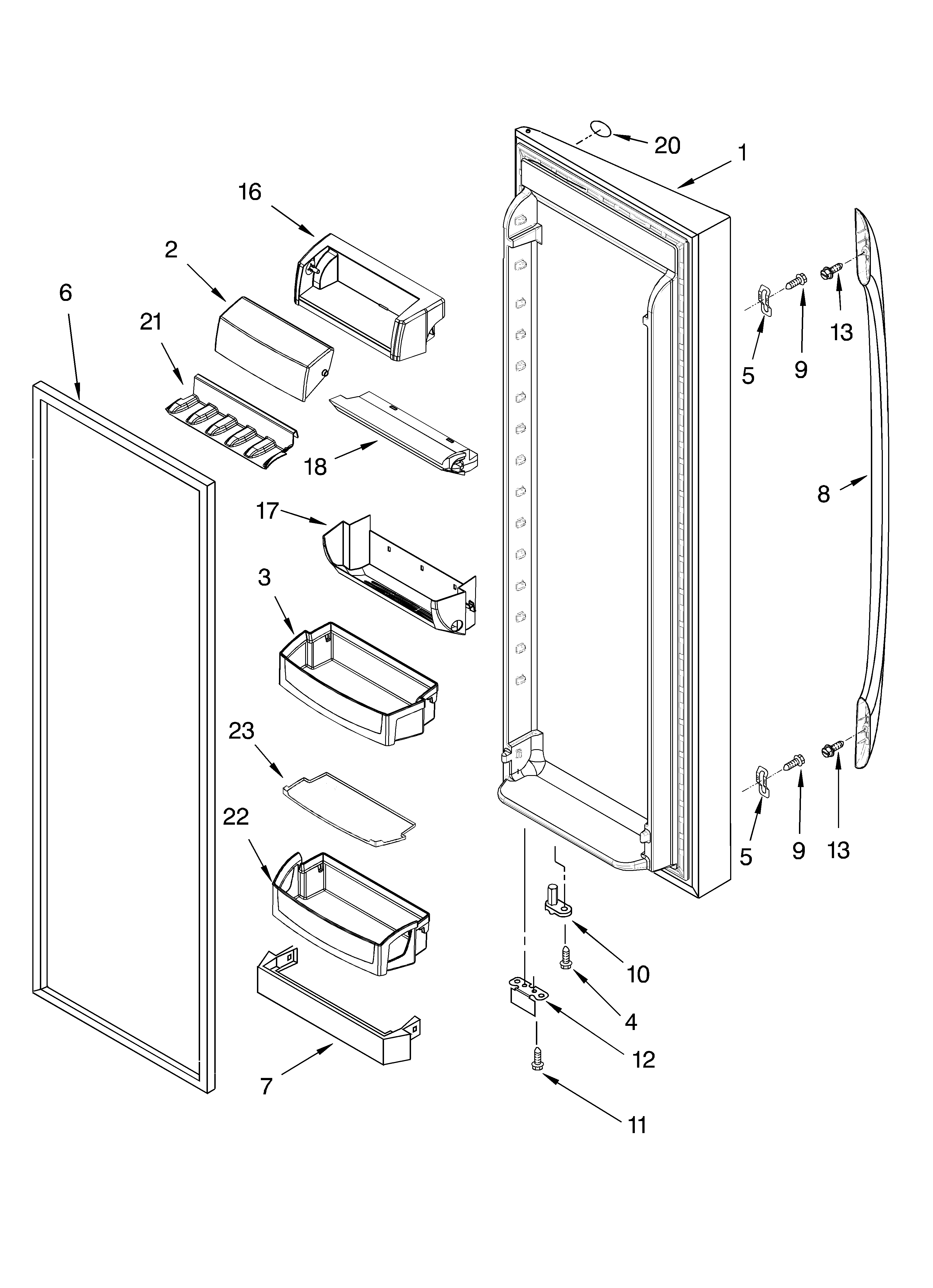 Whirlpool GS6SHEXMS00 refrigerator door parts diagram