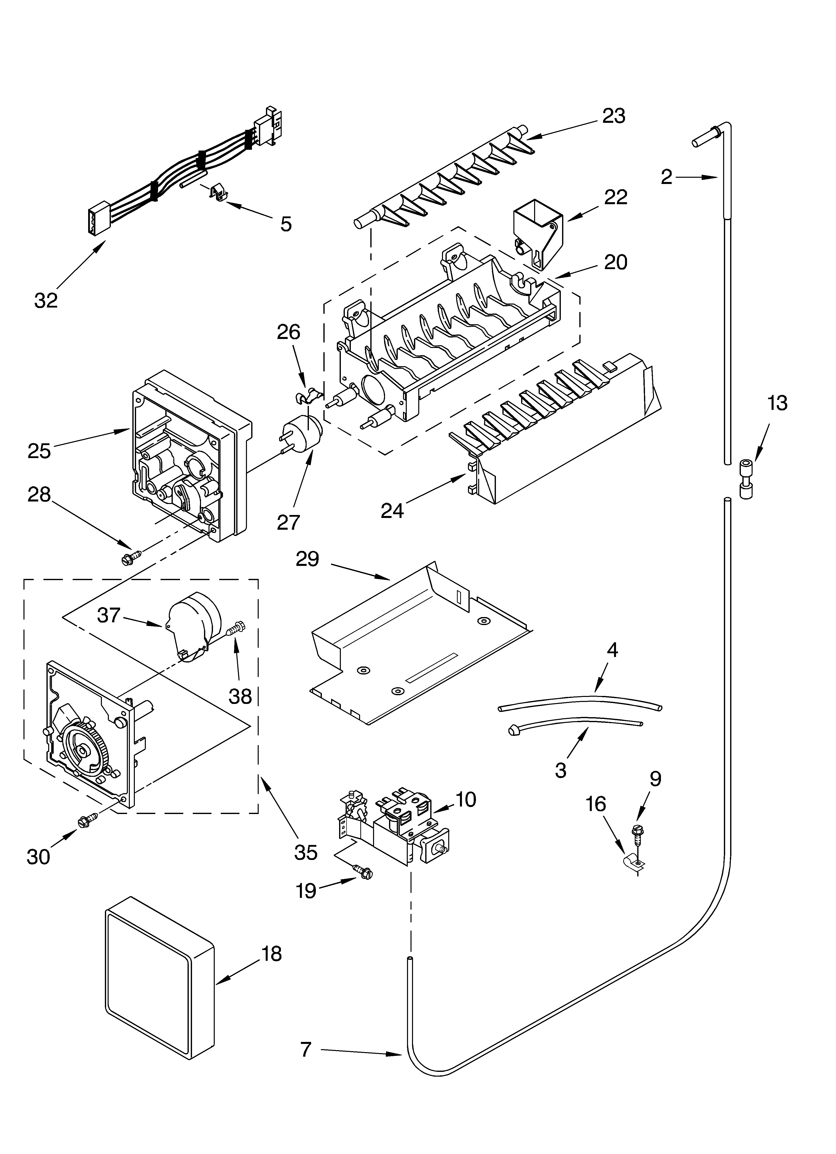 Whirlpool GS6SHEXMS00 icemaker parts, parts not illustrated diagram