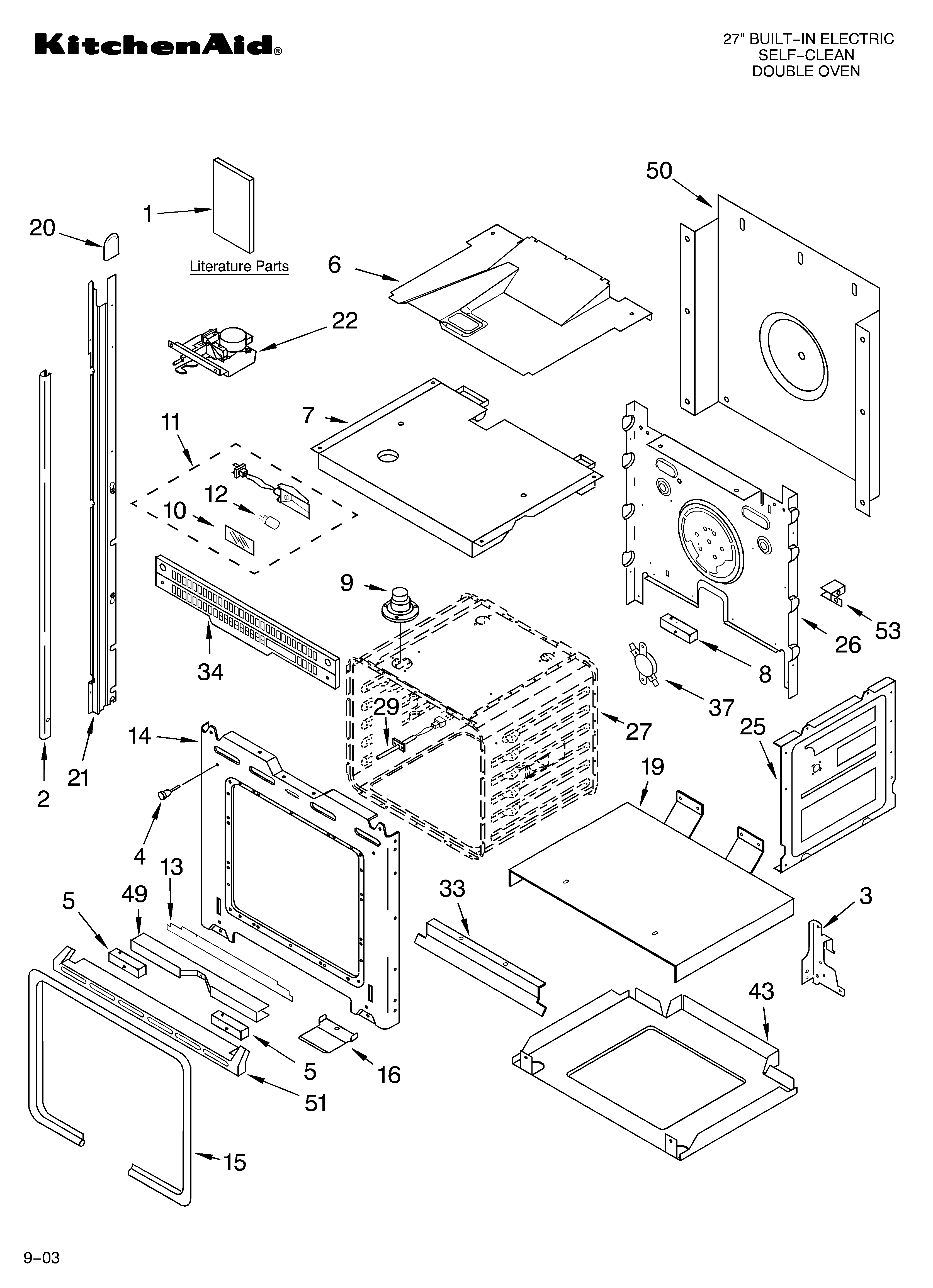 KitchenAid KEBC276KBL02 oven parts diagram