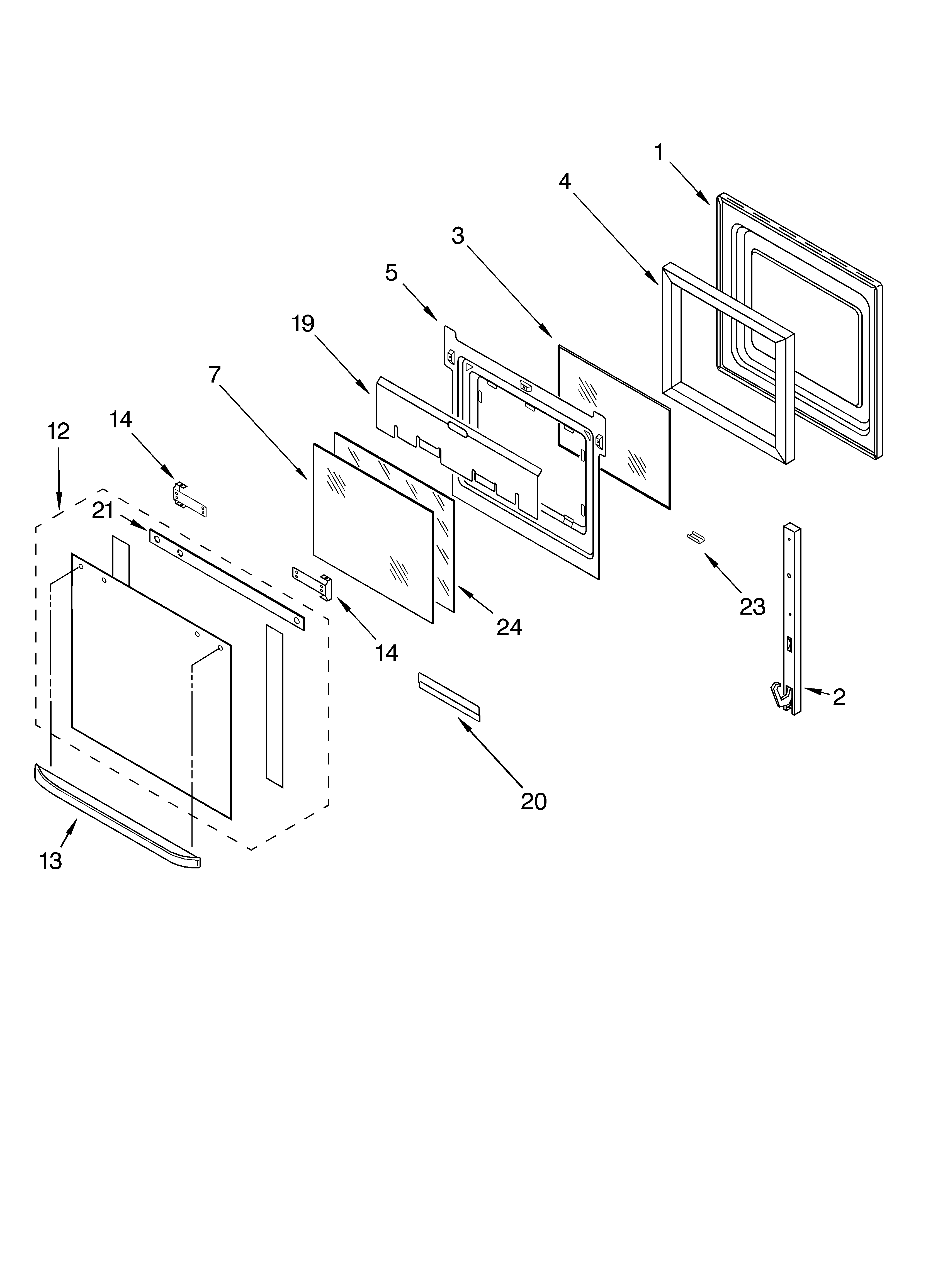 KitchenAid KEBC276KBL02 oven door parts diagram