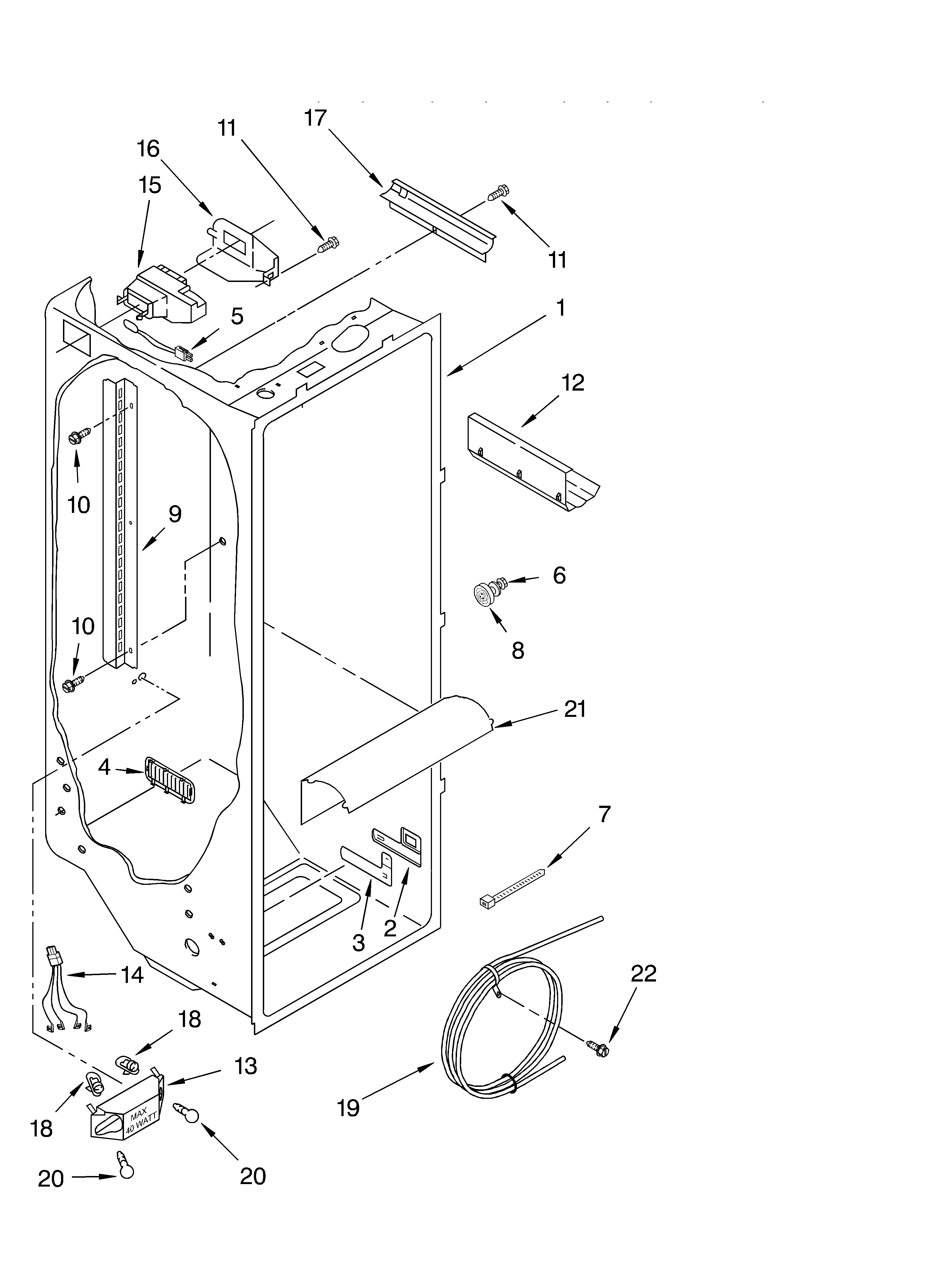 KitchenAid KSRA22ILBT13 refrigerator liner parts diagram