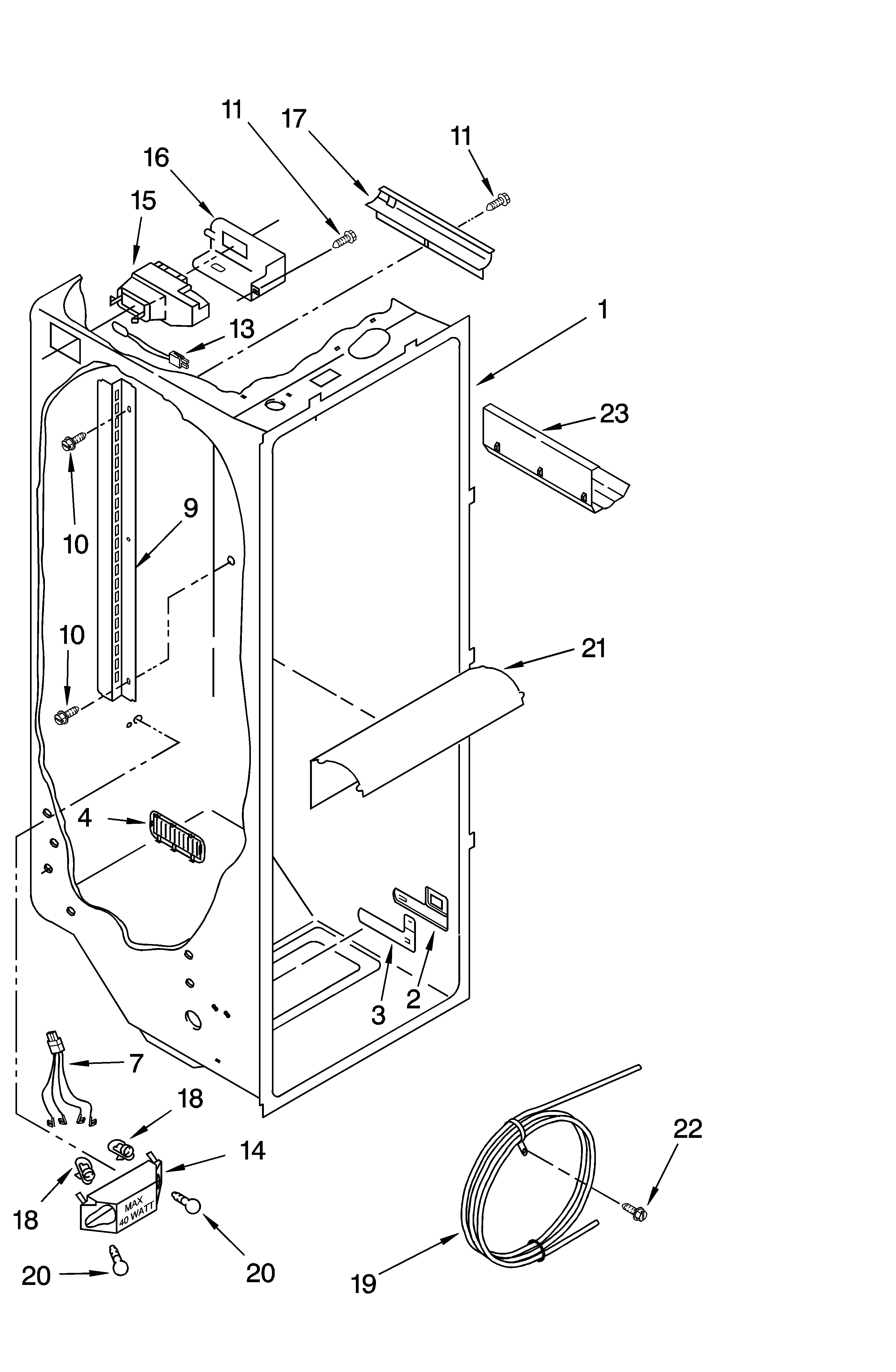 KitchenAid KSRA25ILBL13 refrigerator liner parts diagram