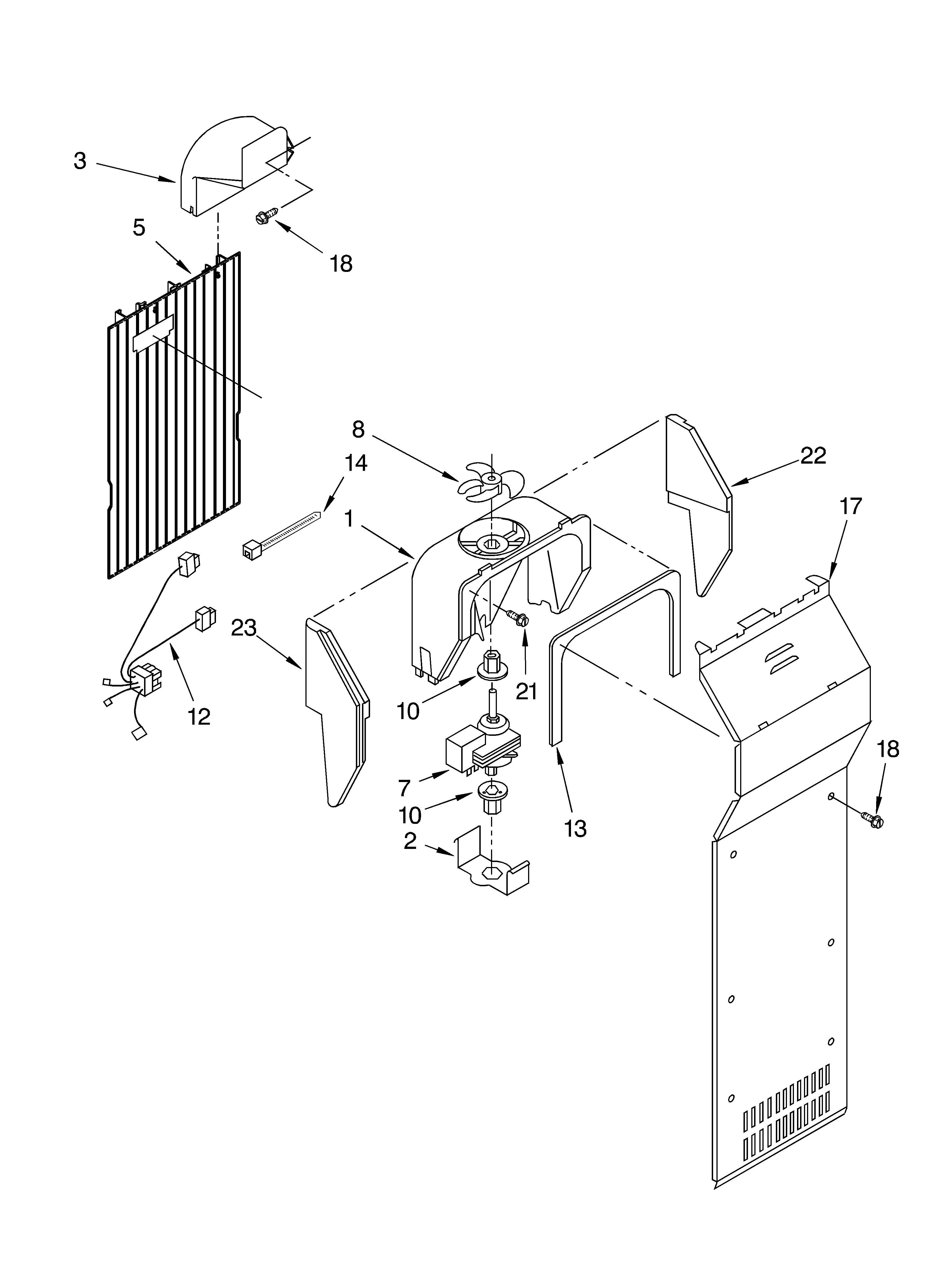 KitchenAid KSRA25KKBT12 air flow parts diagram