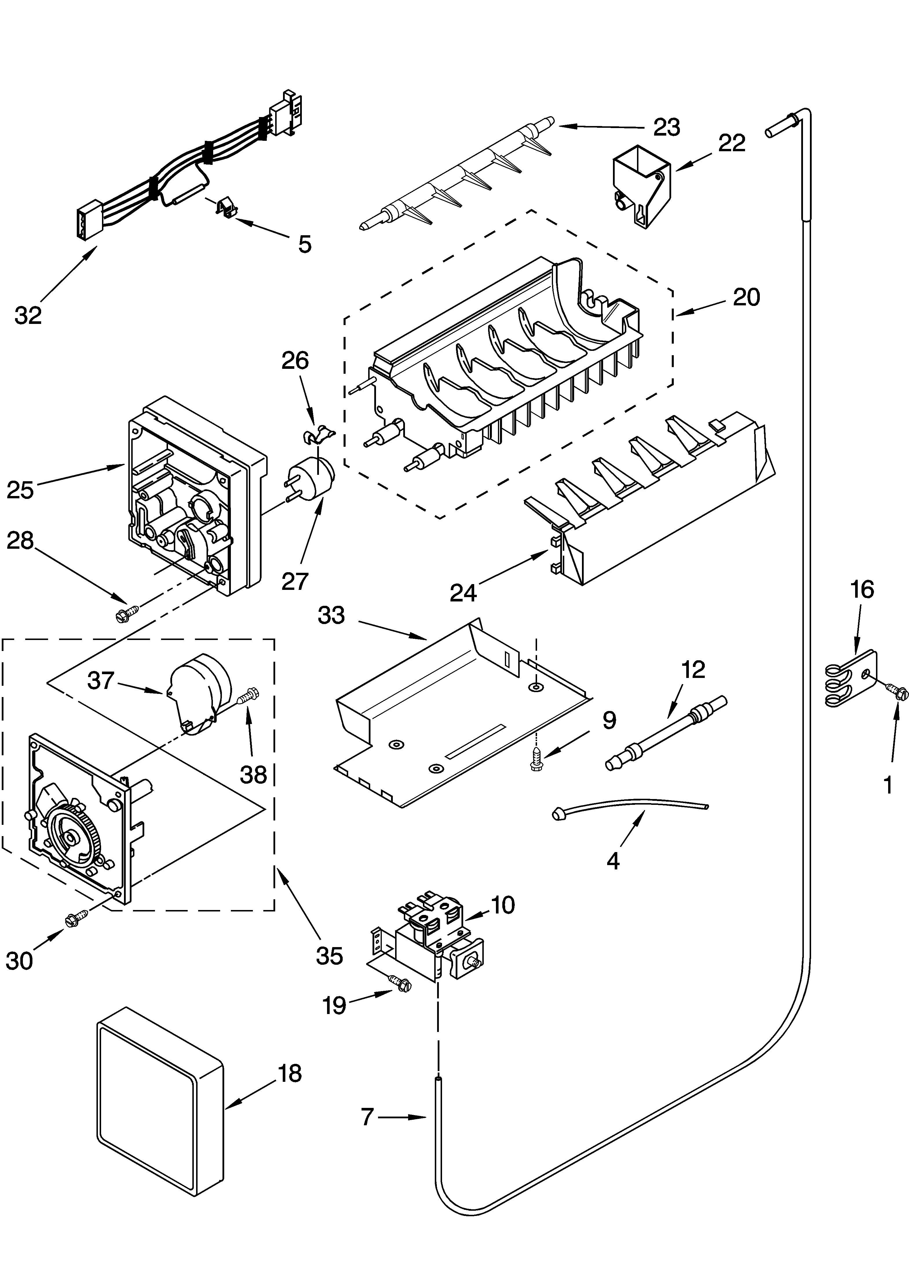 KitchenAid KSRB22FKBL14 icemaker parts diagram