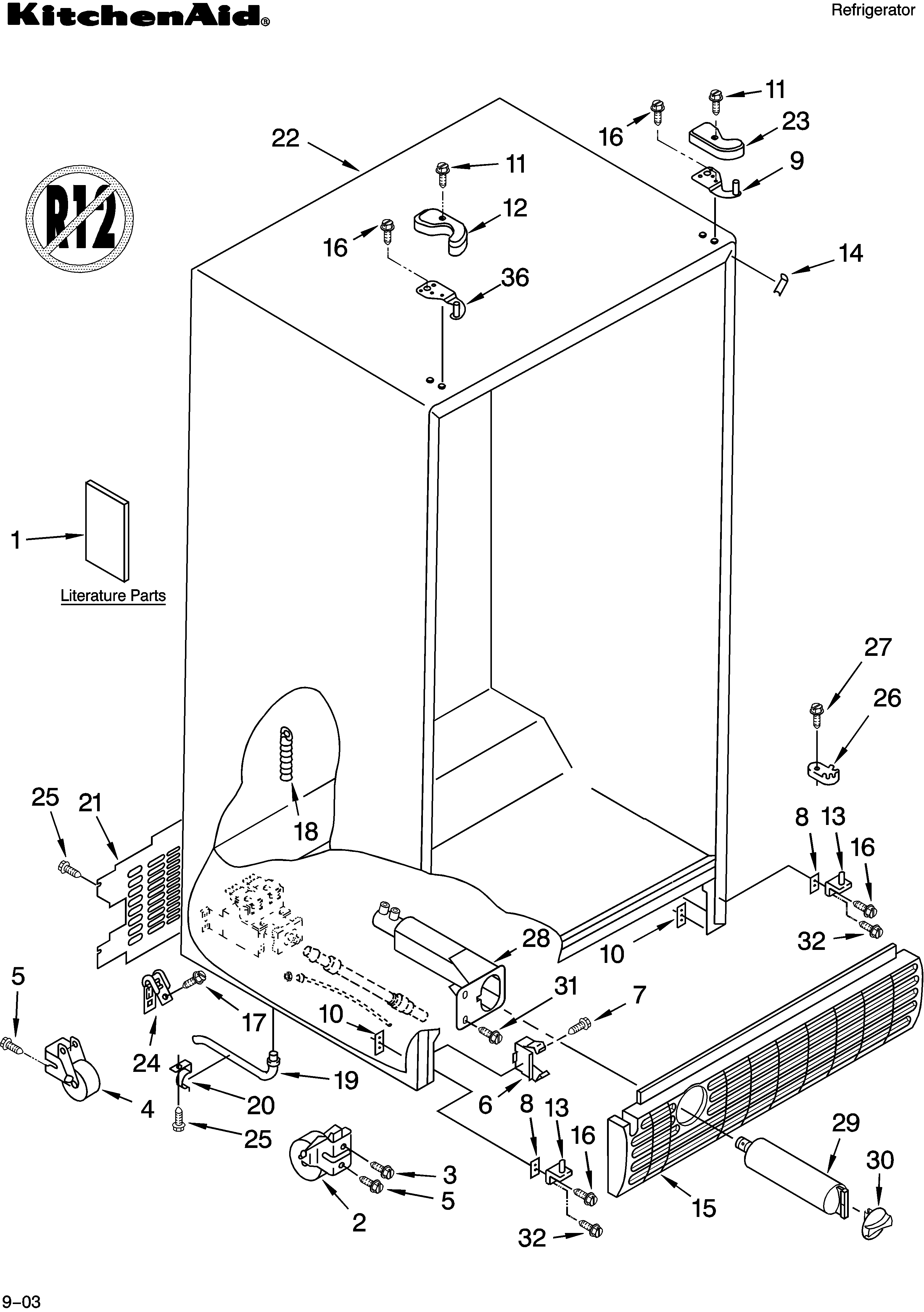 KitchenAid KSRB25FKSS14 cabinet parts diagram