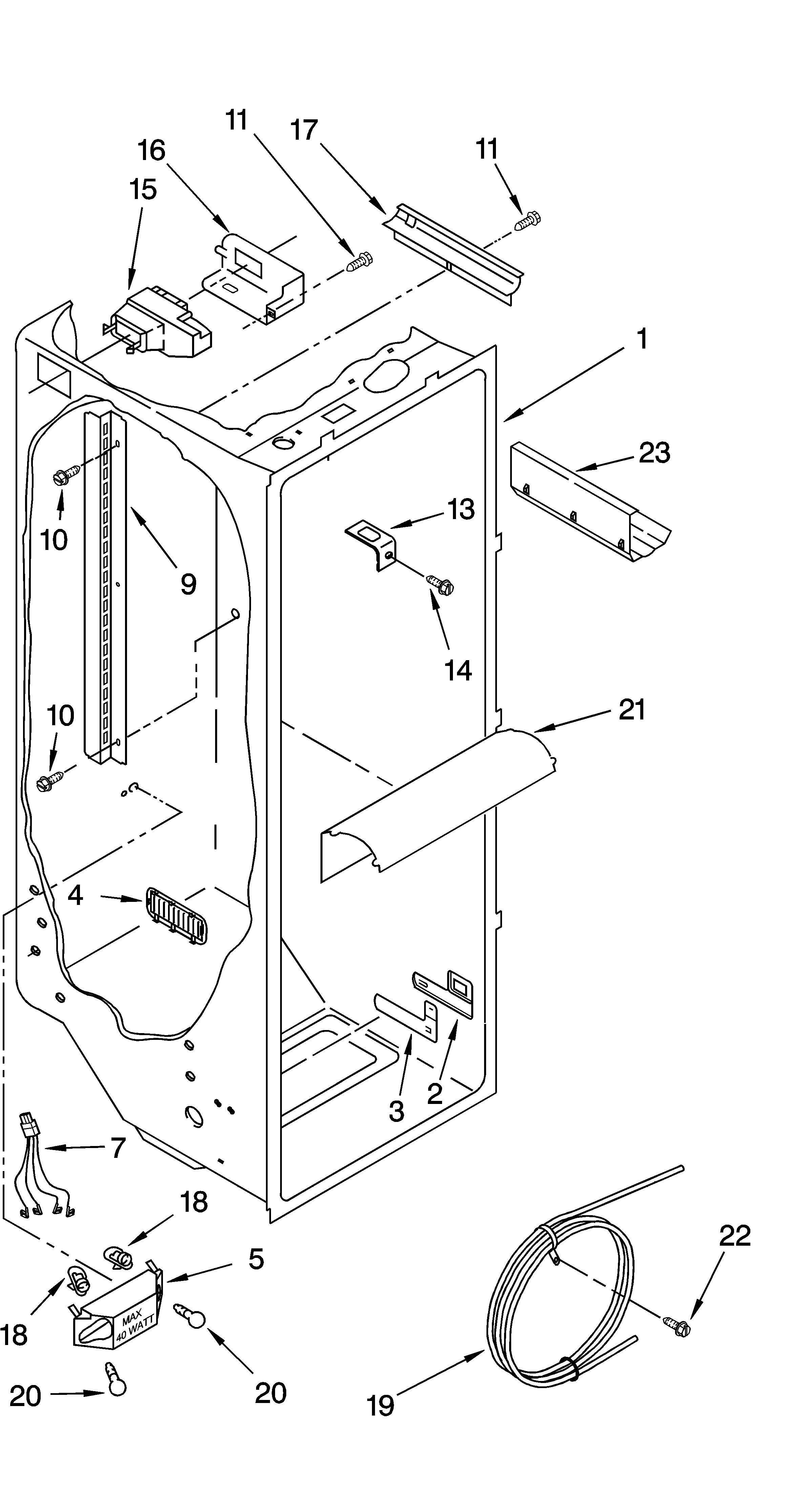 KitchenAid KSRB25FKSS14 refrigerator liner parts diagram