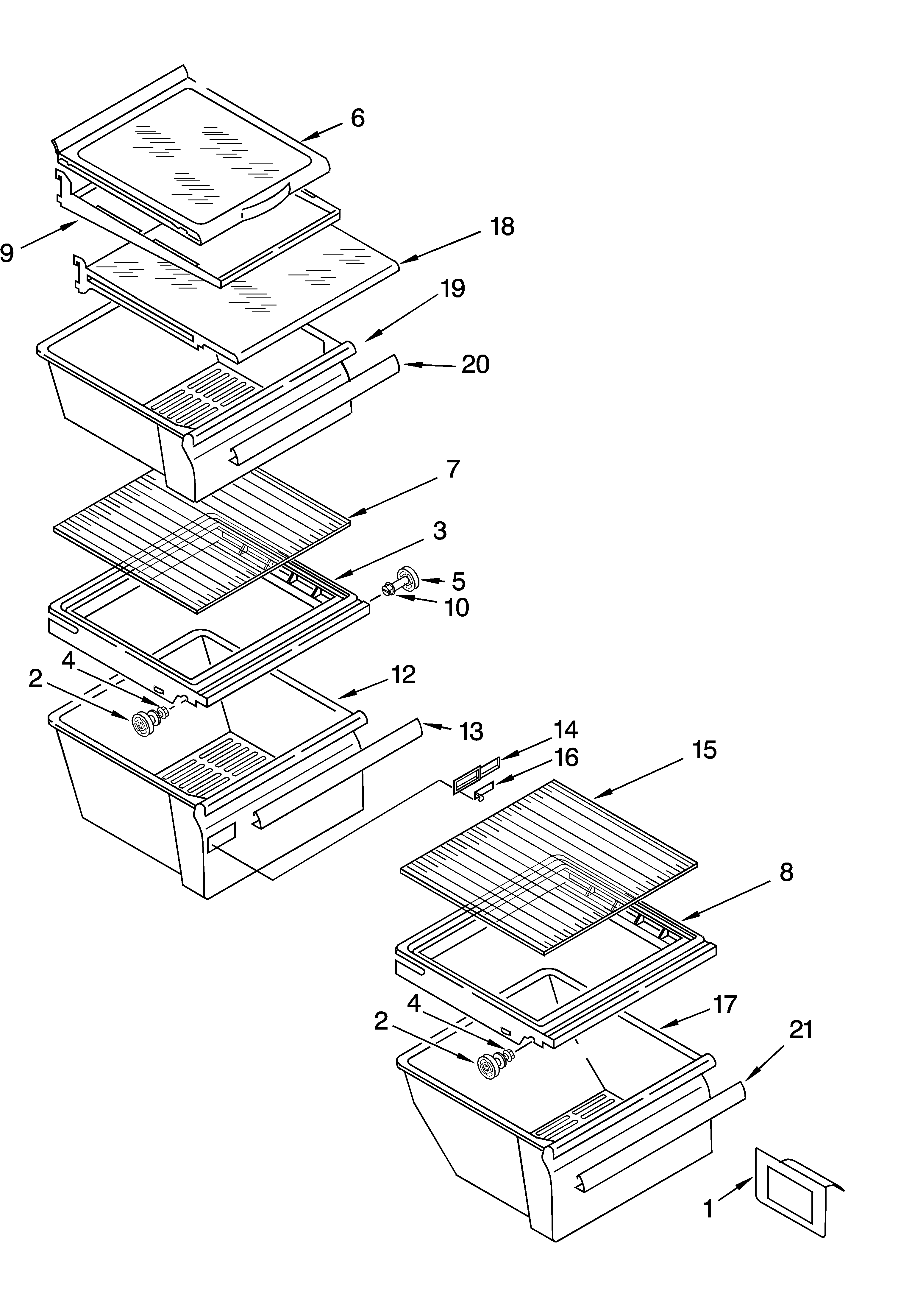 KitchenAid KSRD22FKBT14 refrigerator shelf parts diagram