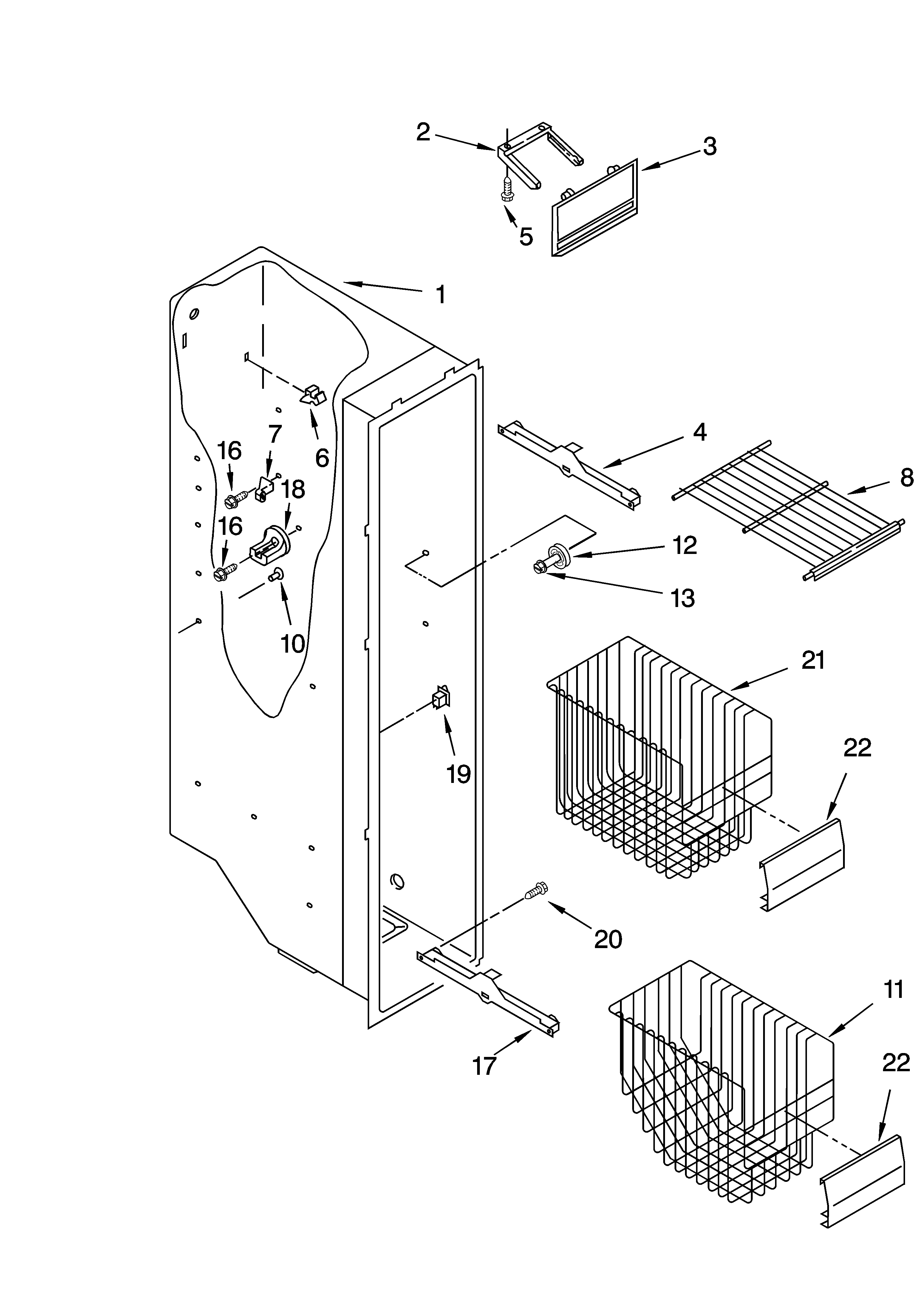 KitchenAid KSRD22FKBT14 freezer liner parts diagram