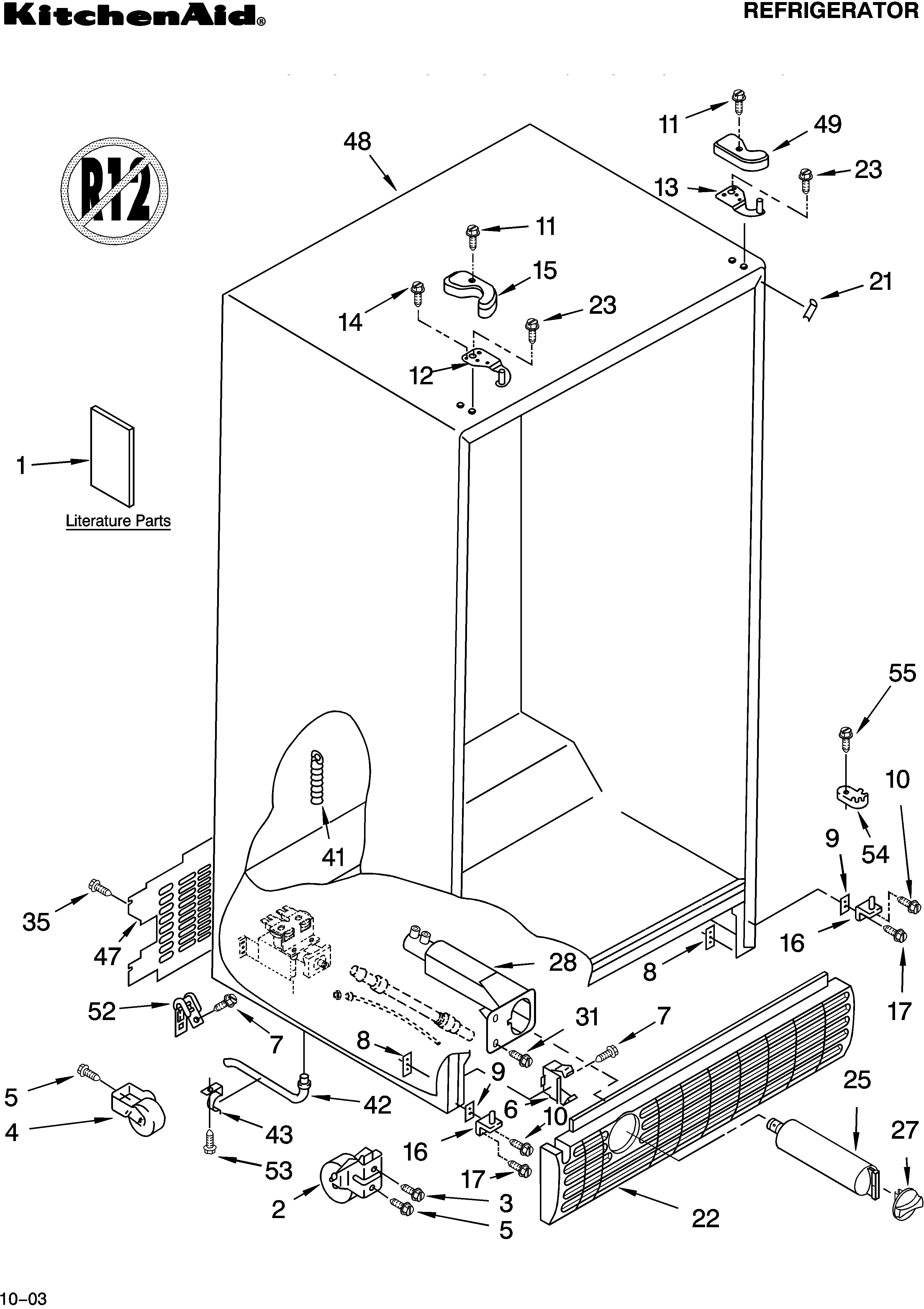KitchenAid KSRD25FKBL14 cabinet parts diagram
