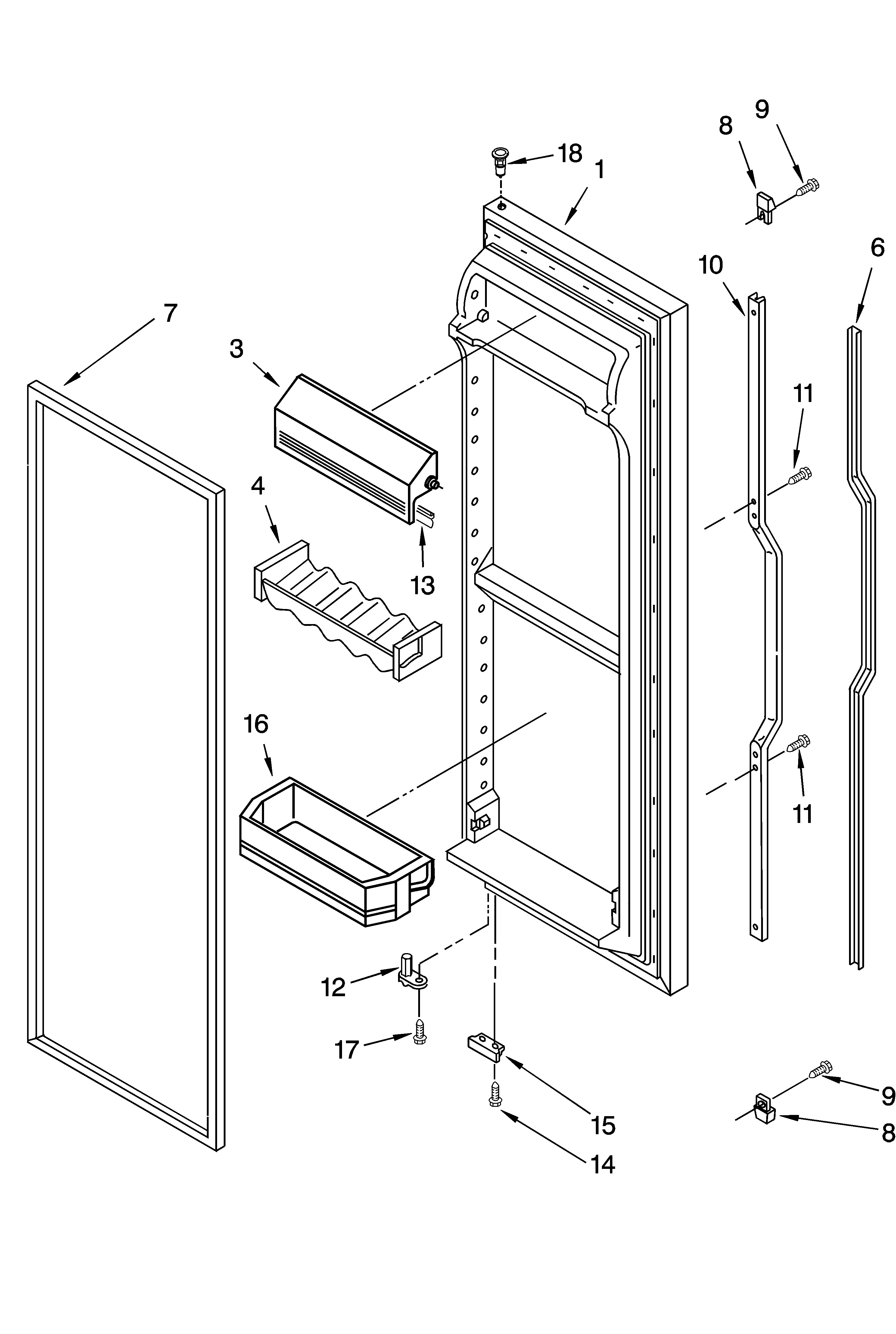 KitchenAid KSRD25FKBL14 refrigerator door parts diagram