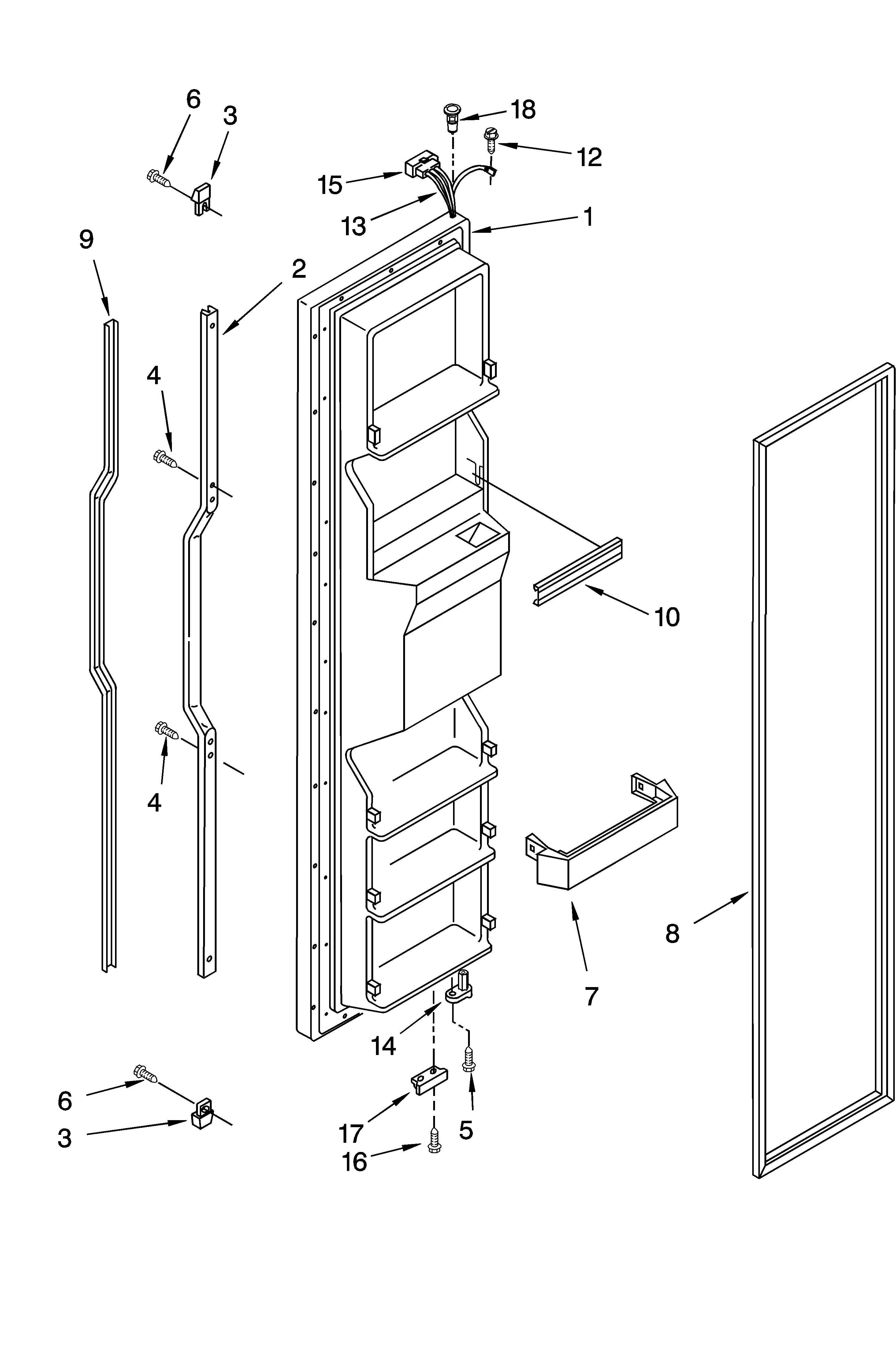 KitchenAid KSRD25FKBL14 freezer door parts diagram