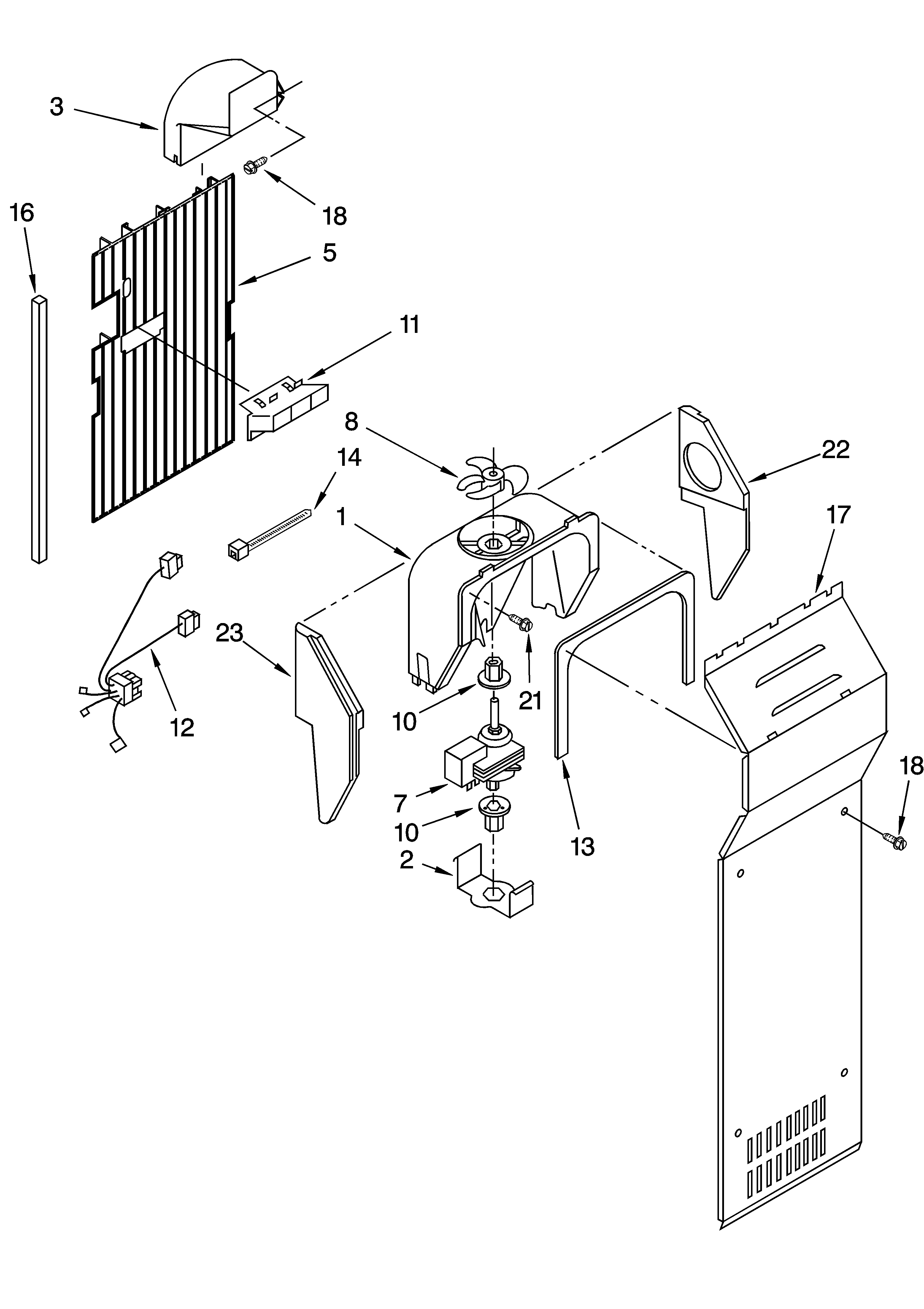 KitchenAid KSRD25FKBL14 air flow parts diagram