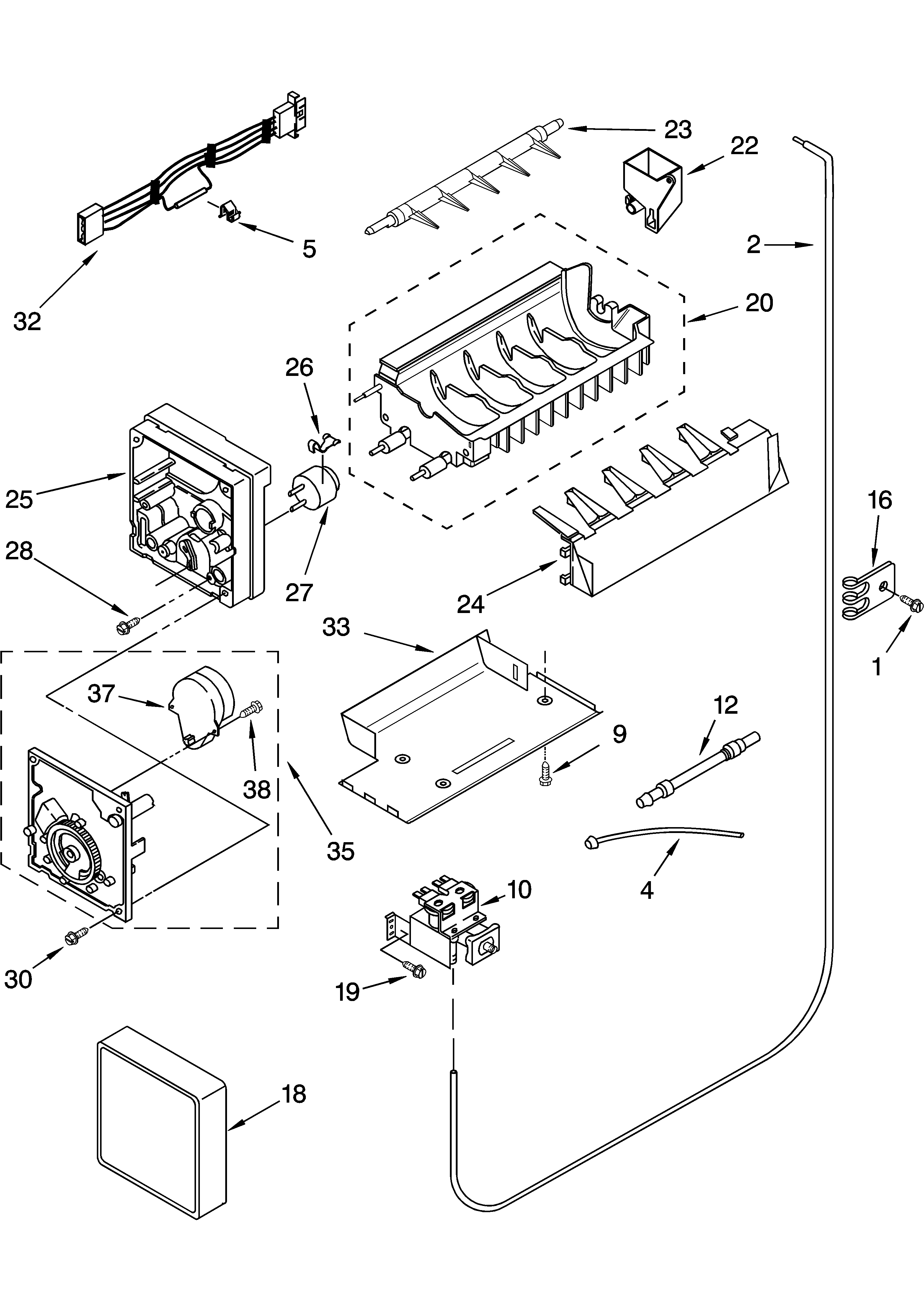 KitchenAid KSRG22FKBL15 icemaker parts diagram