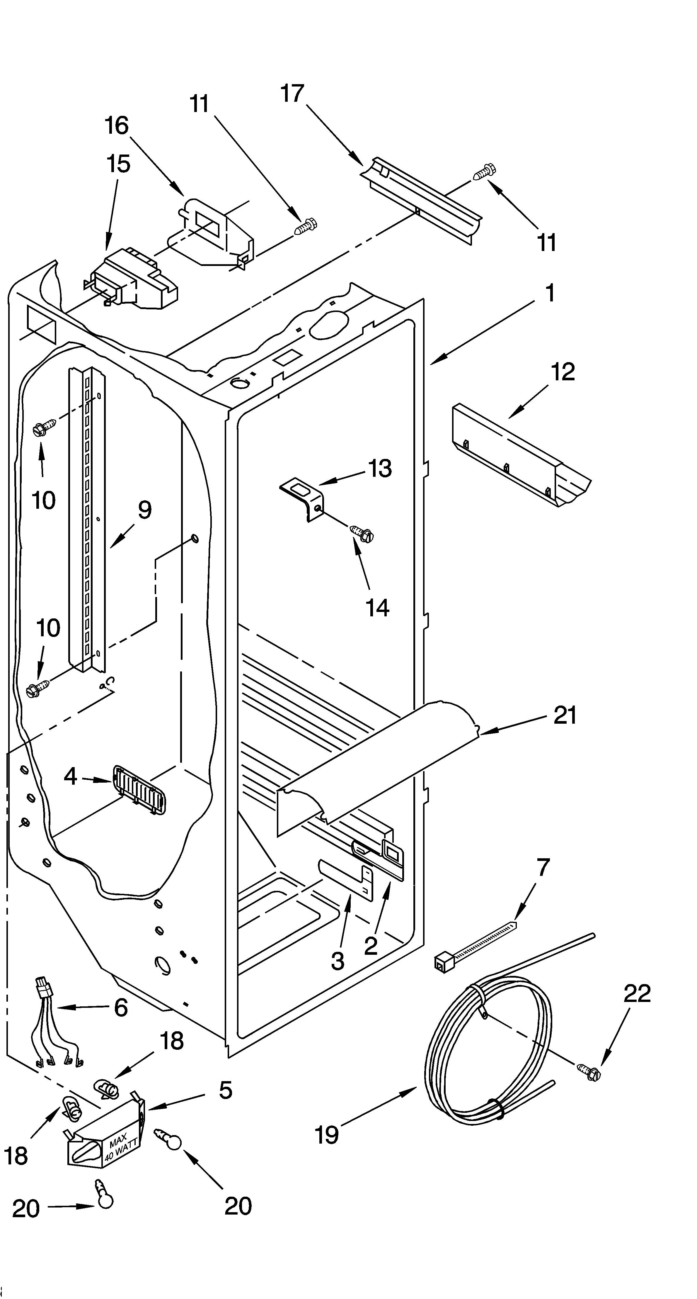 KitchenAid KSRG22FKSS15 refrigerator liner parts diagram