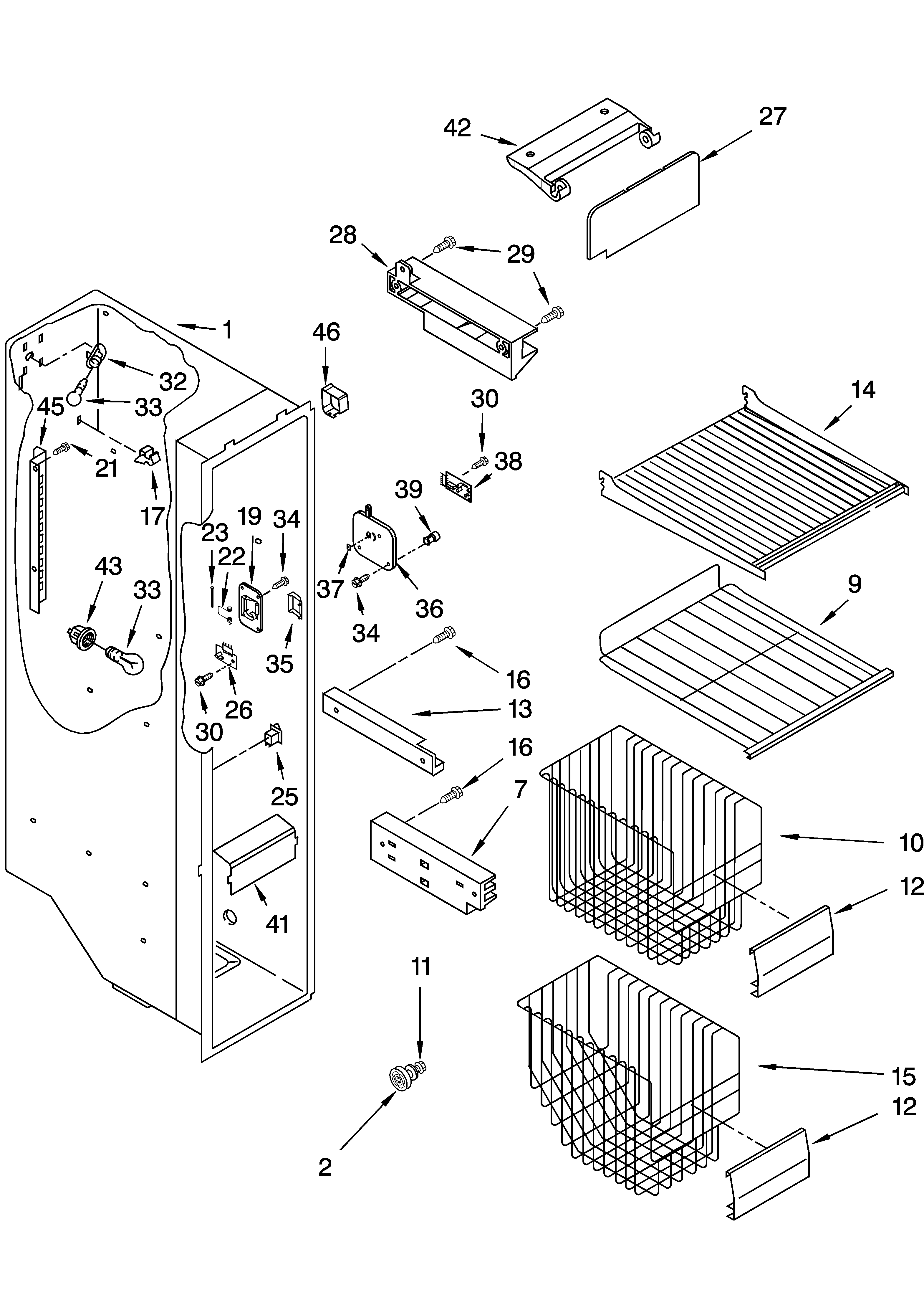 KitchenAid KSRG22FKSS15 freezer liner parts diagram