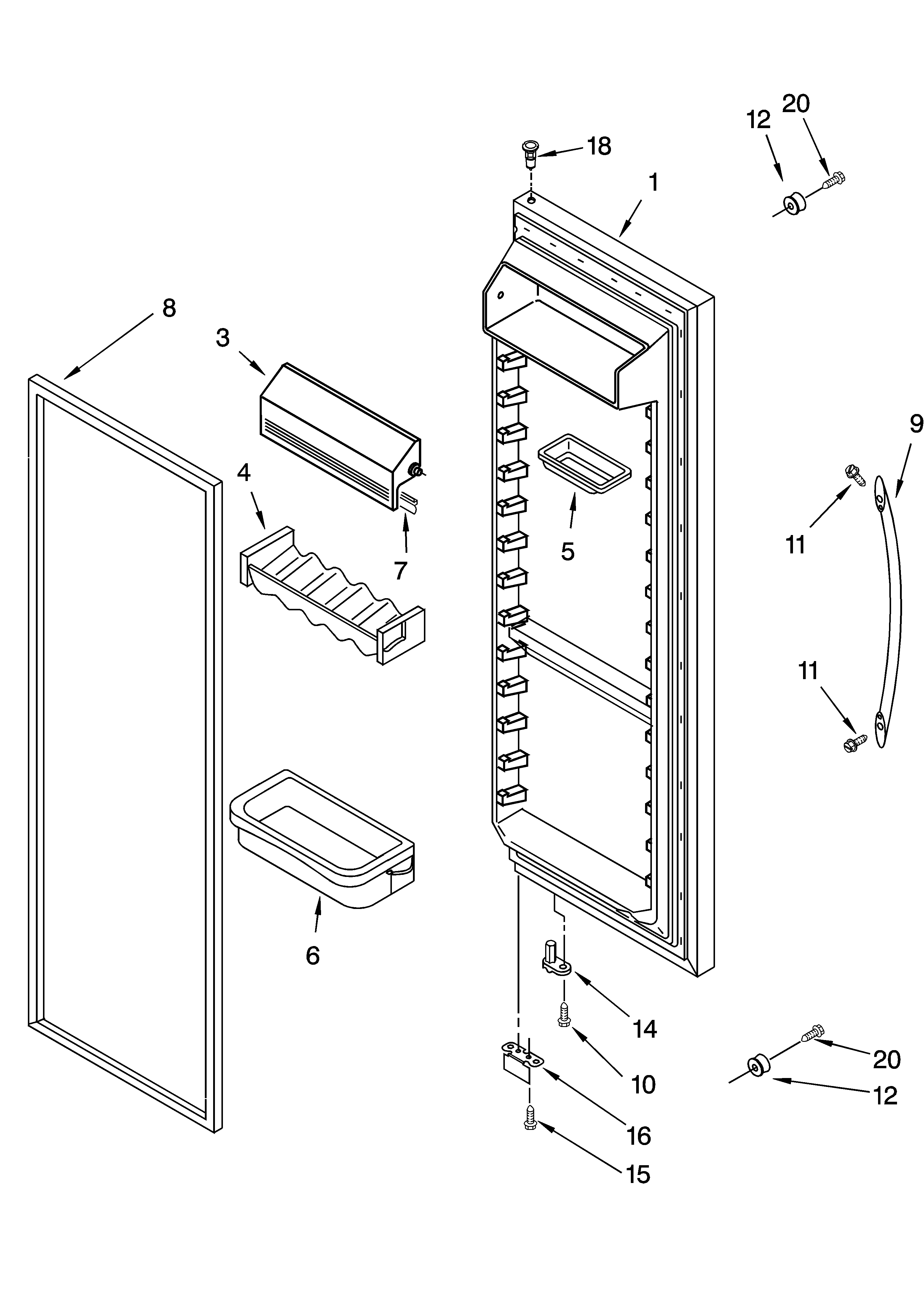 KitchenAid KSRG22FKSS15 refrigerator door parts diagram
