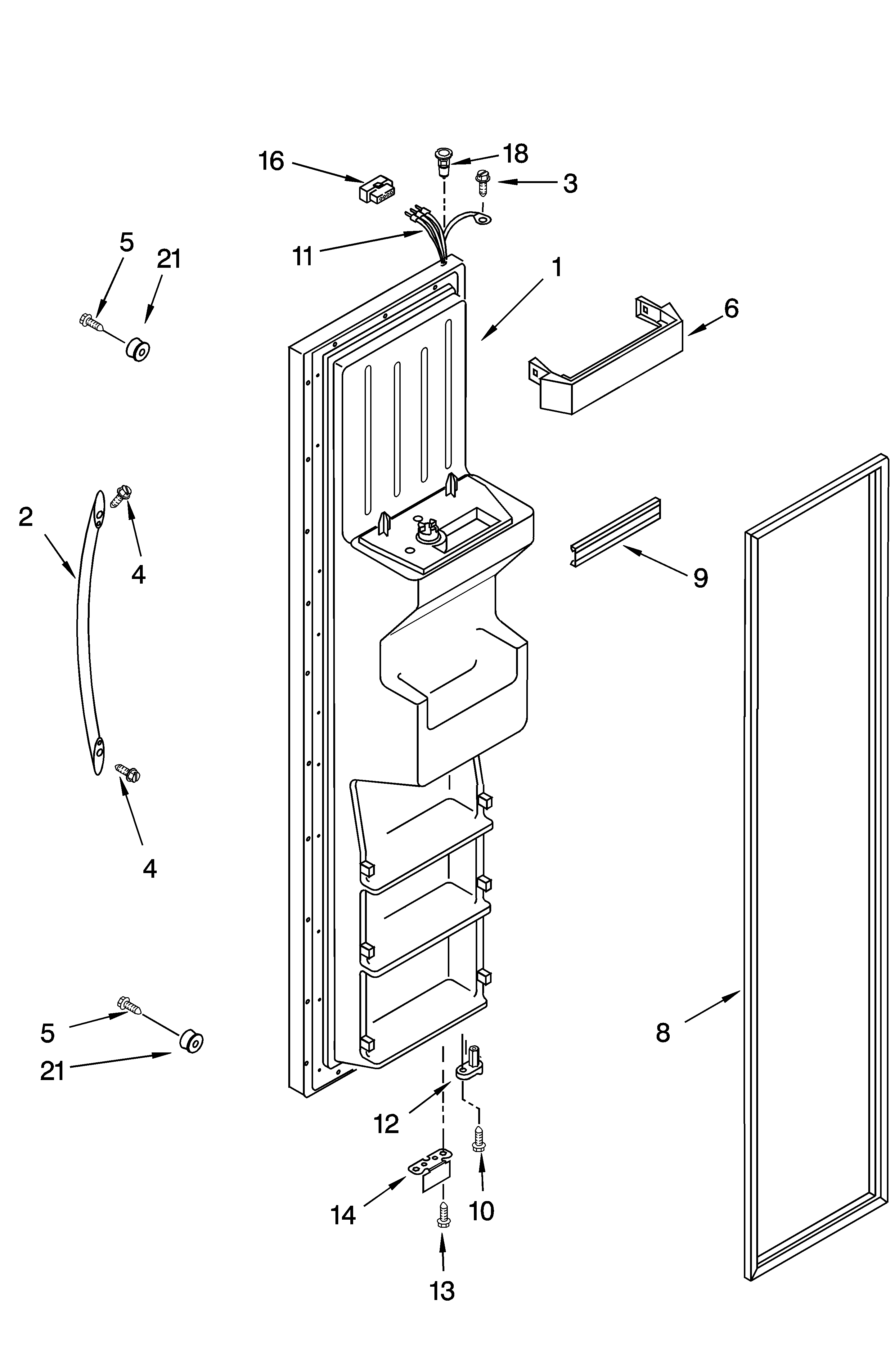 KitchenAid KSRG22FKSS15 freezer door parts diagram