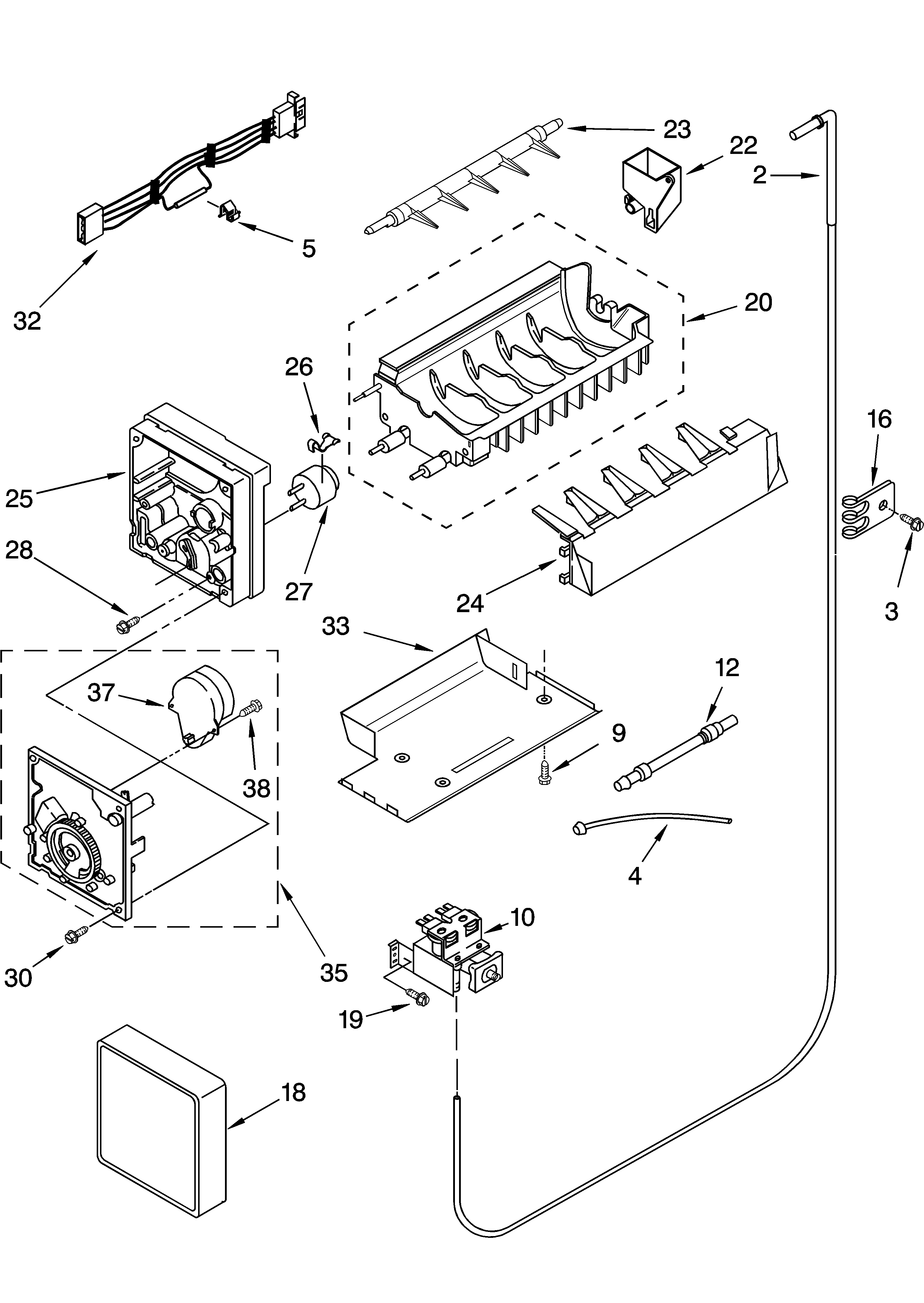KitchenAid KSRG22FKSS15 icemaker parts diagram