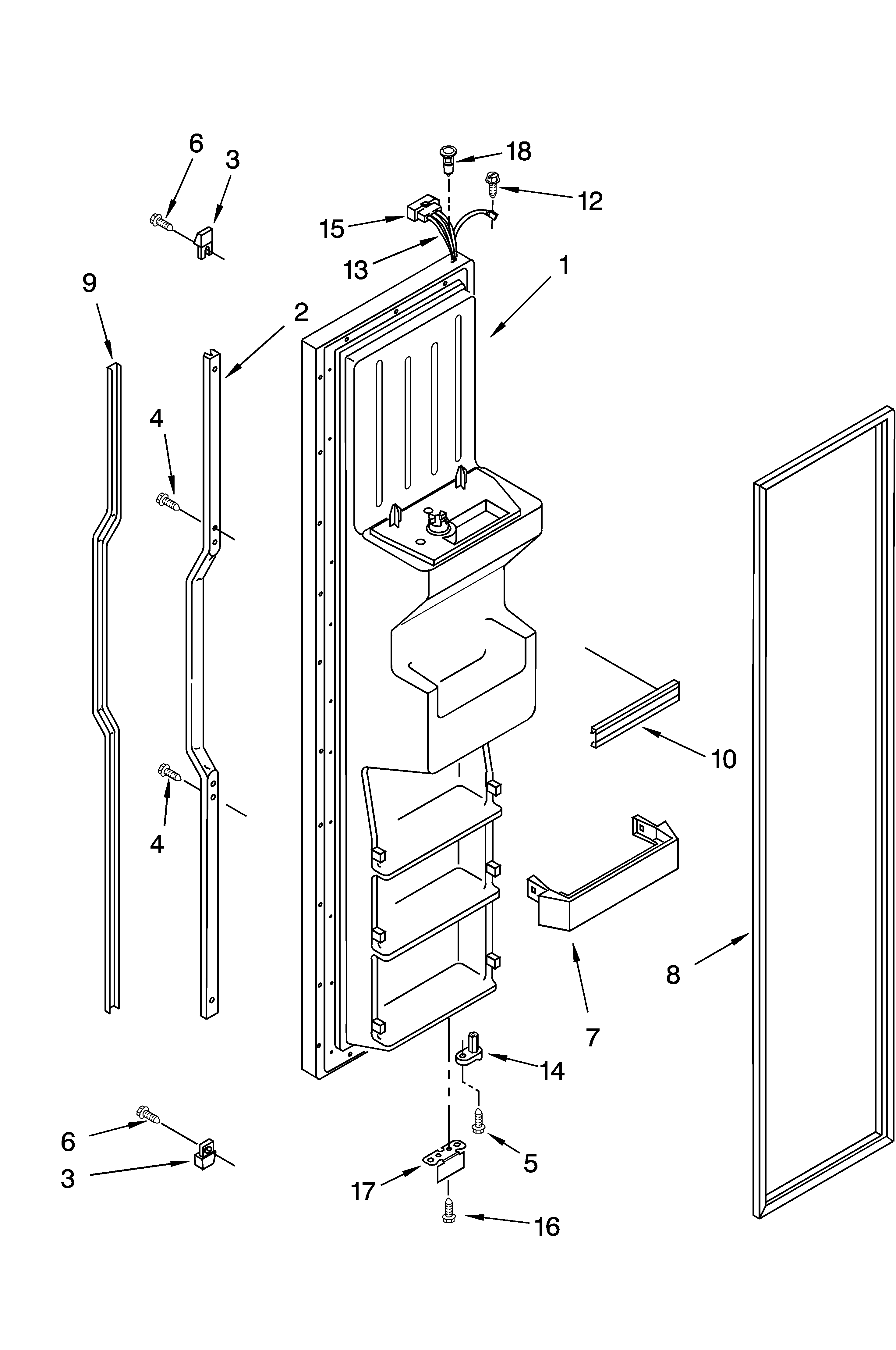 KitchenAid KSRG25FKWH15 freezer door parts diagram