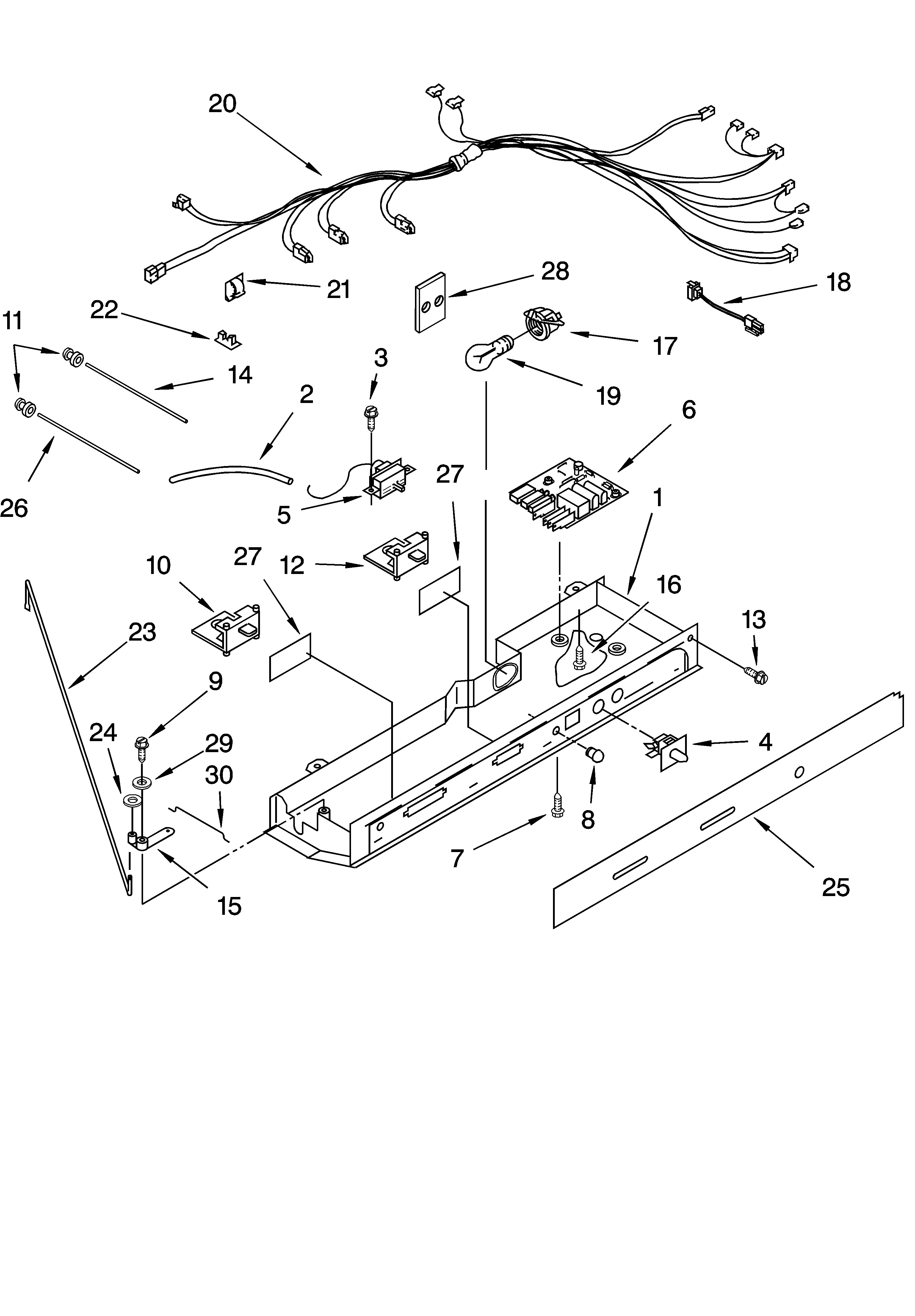 KitchenAid KSRG25FKWH15 control parts diagram
