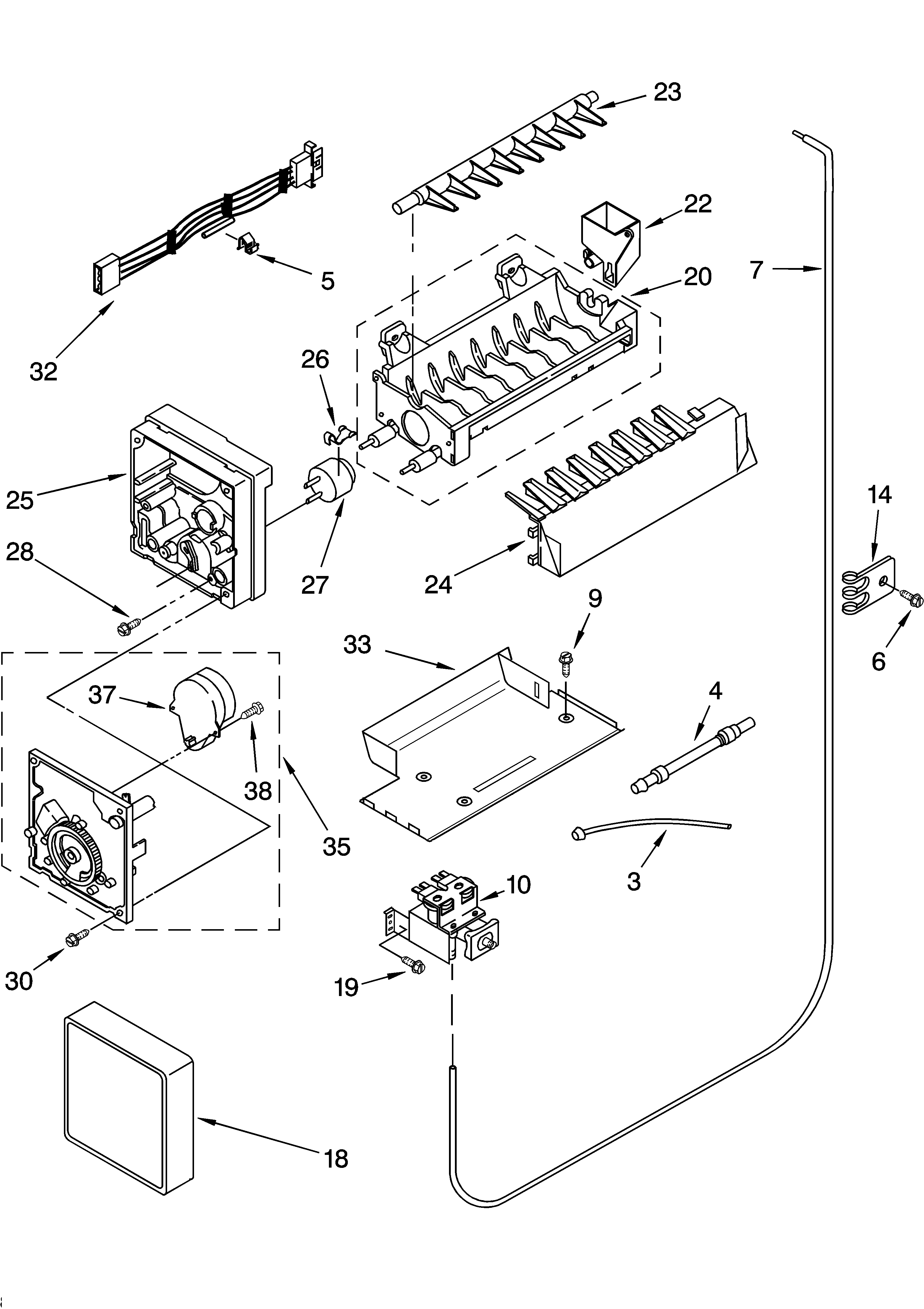 KitchenAid KSRG25FKWH15 icemaker parts, parts not illustrated diagram