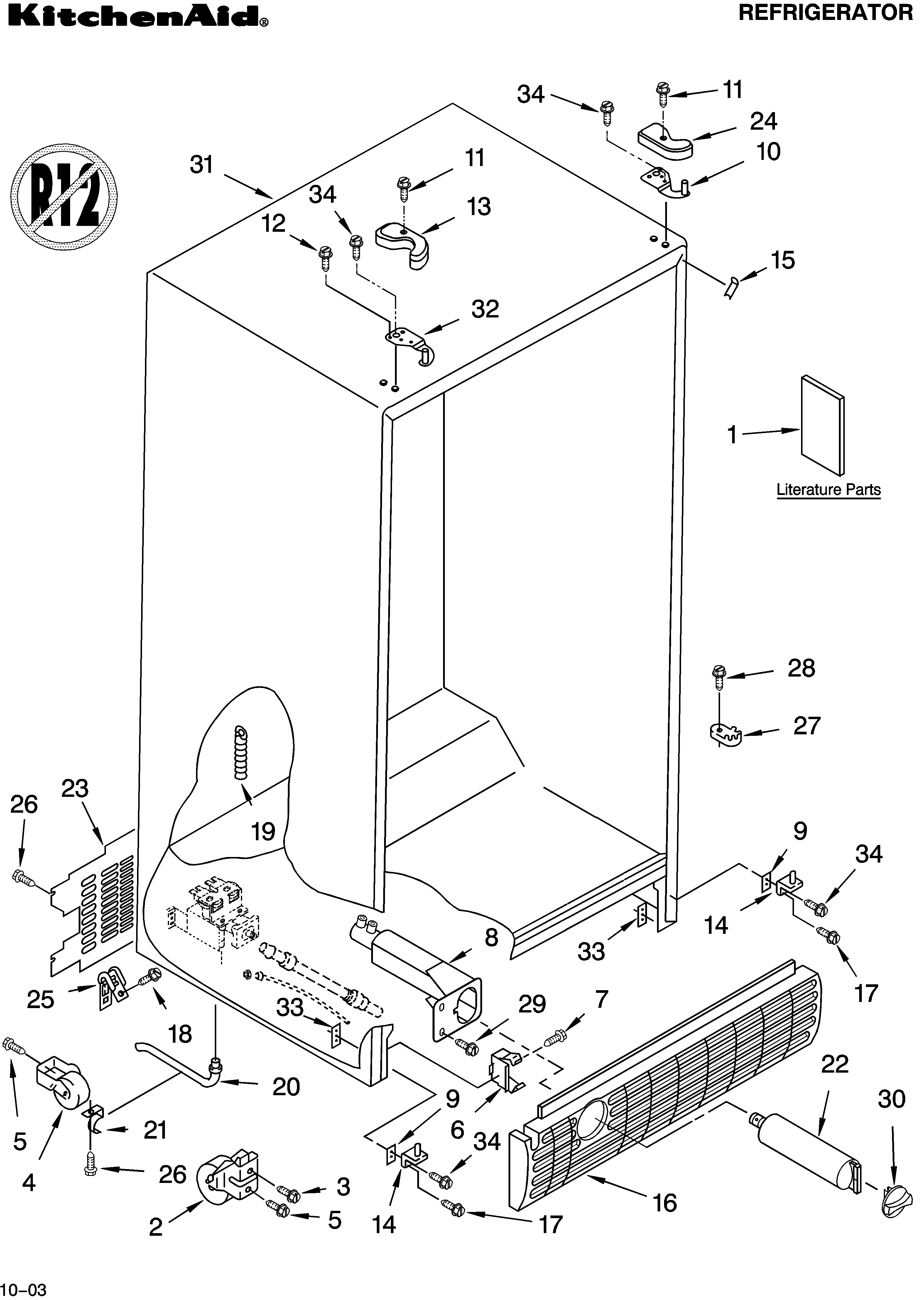 KitchenAid KSRK22ILWH13 cabinet parts diagram